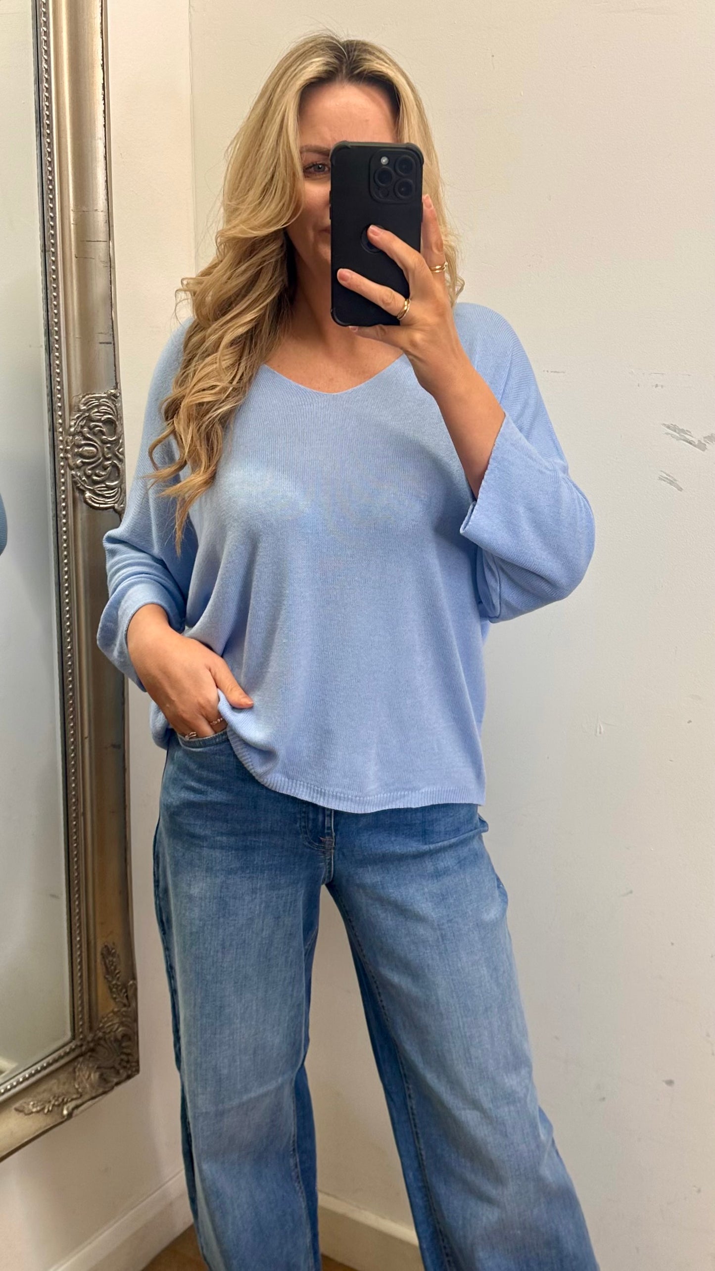 Blue Fine Knit Top