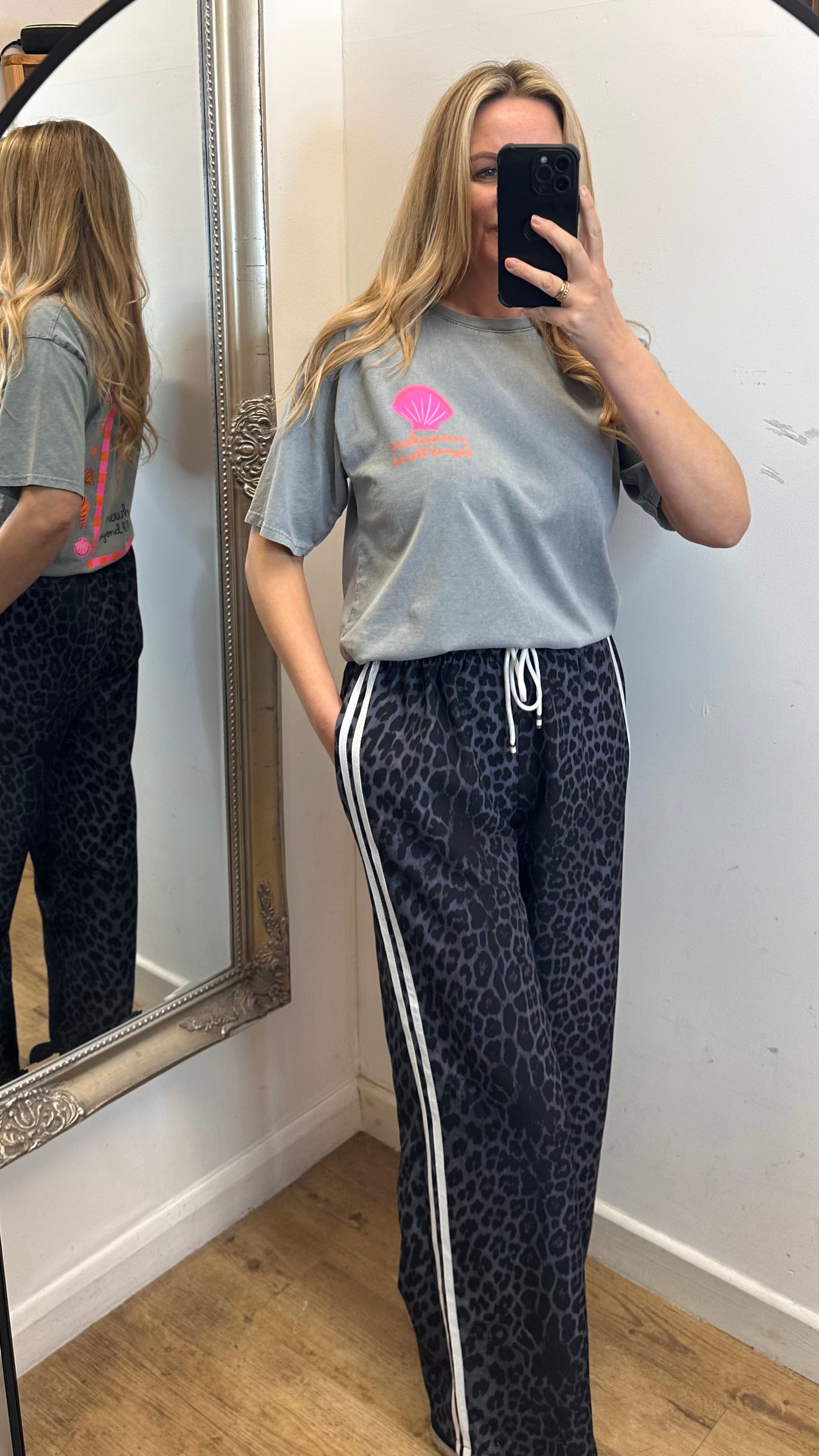 Animal Print Trousers - Navy Colour