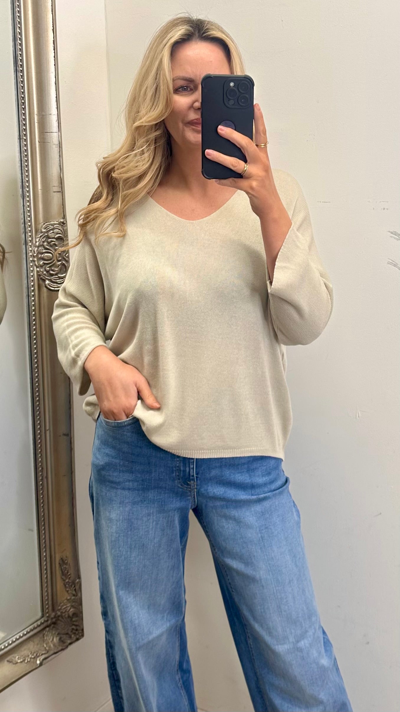 Beige Fine Knit Top