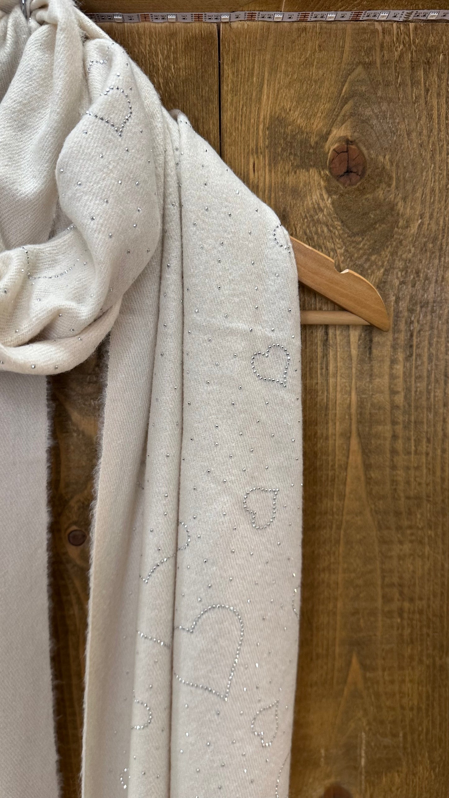 Heart Studded Scarf - Cream Colour