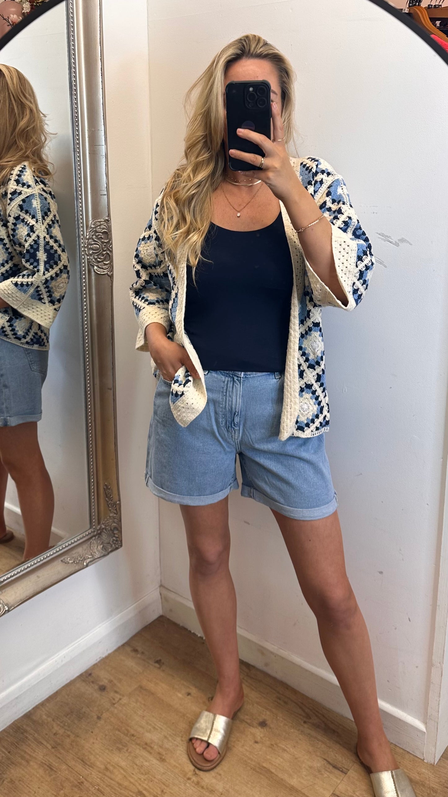 Blue Crochet Cardigan