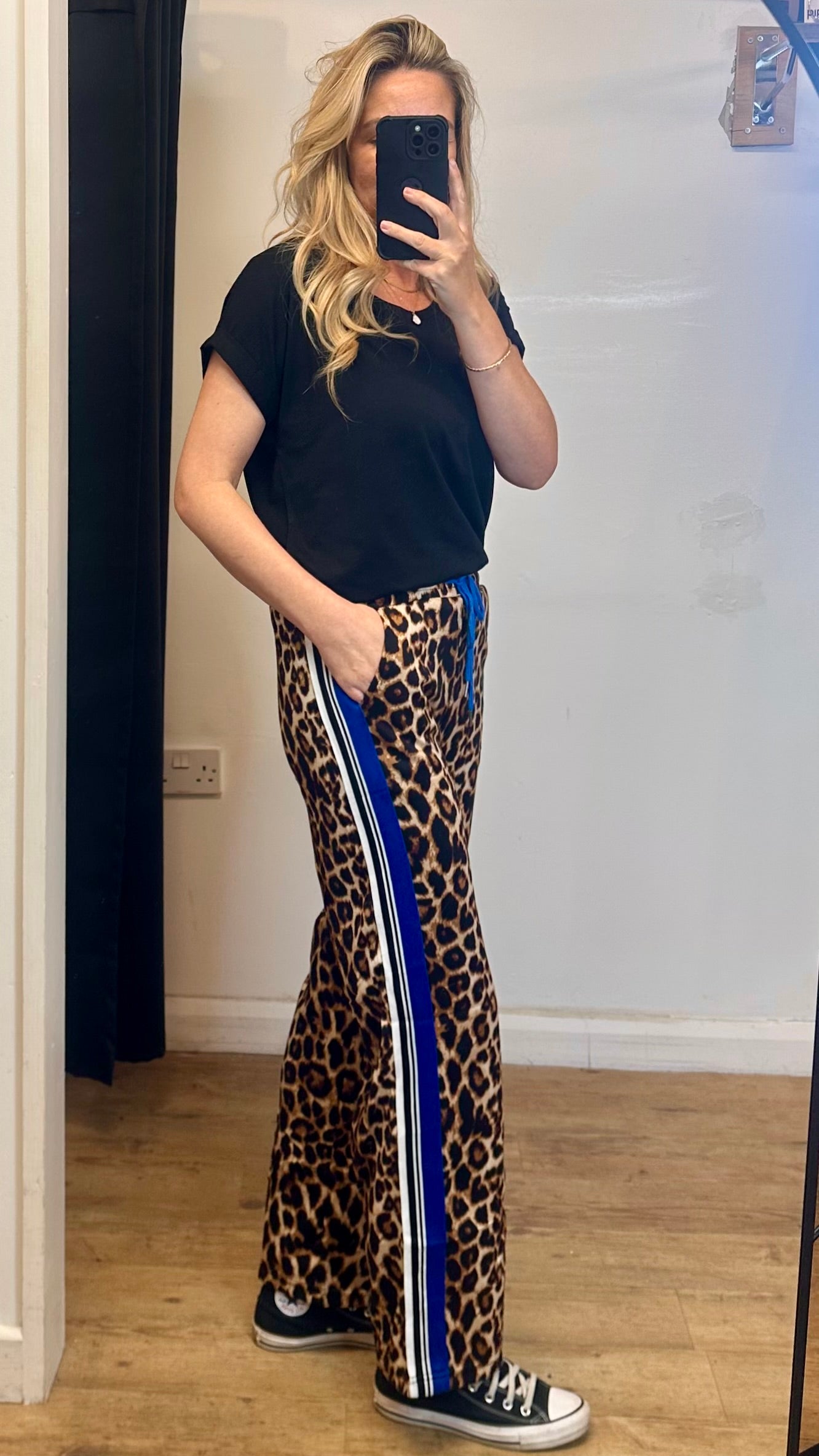 Animal Print Trousers - Blue Side Stripe