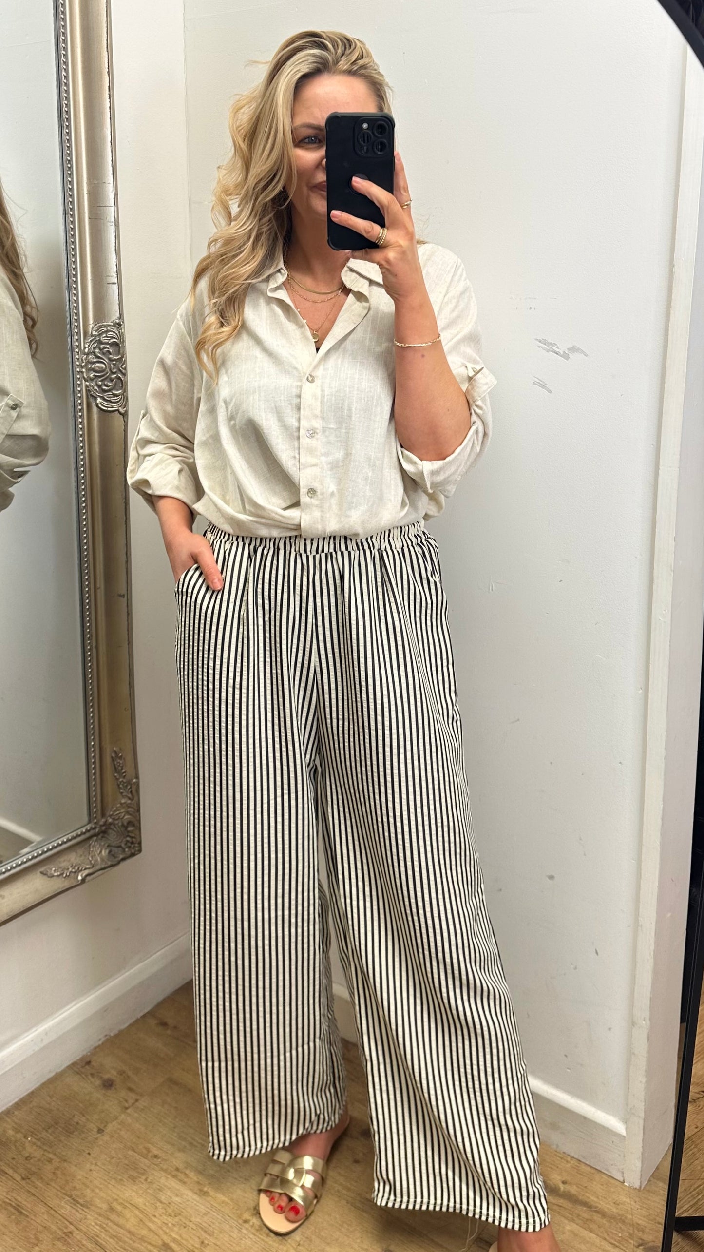 Stripe Trousers - Black Colour