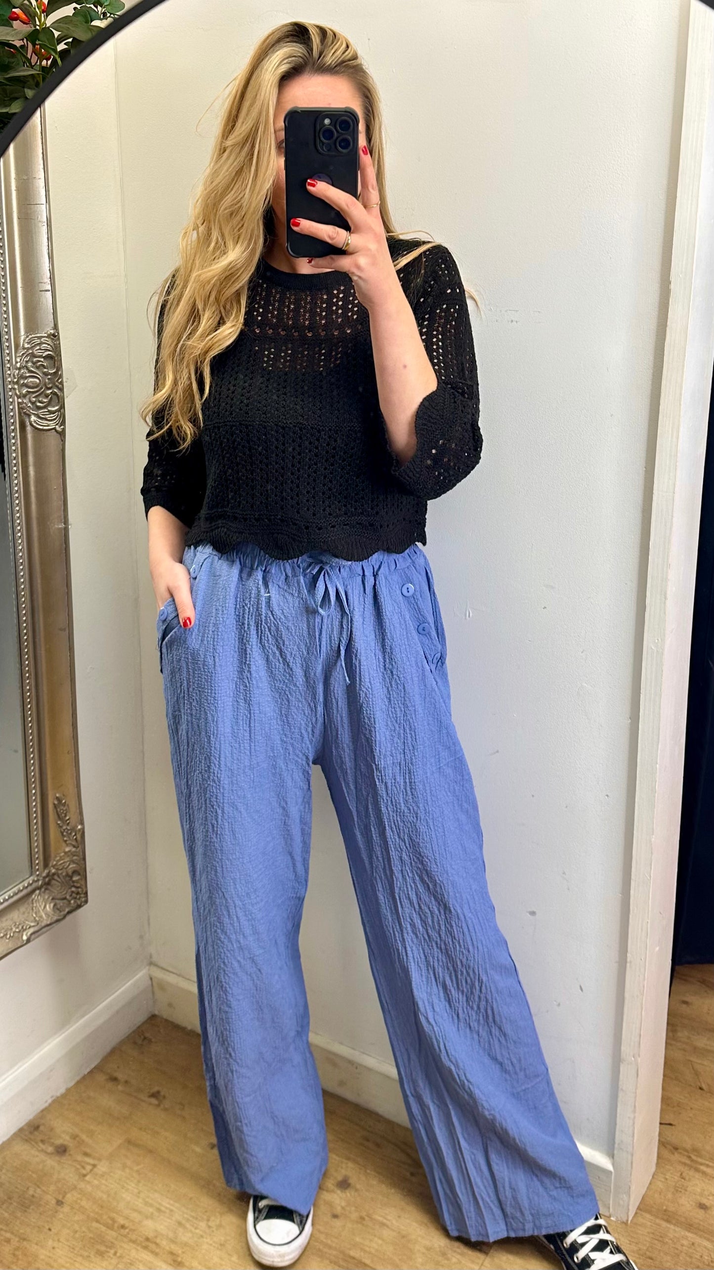 Loose Fit Trousers - Sky Blue Colour