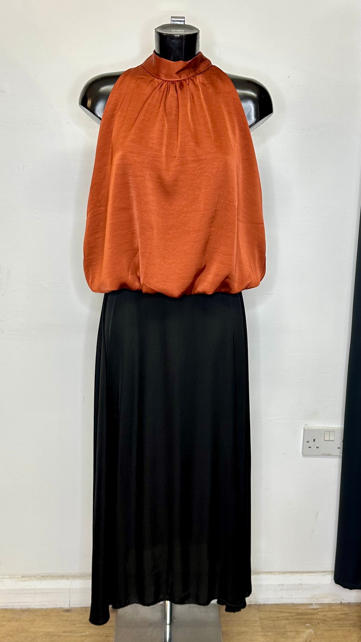Satin Halter Neck Top - Rust