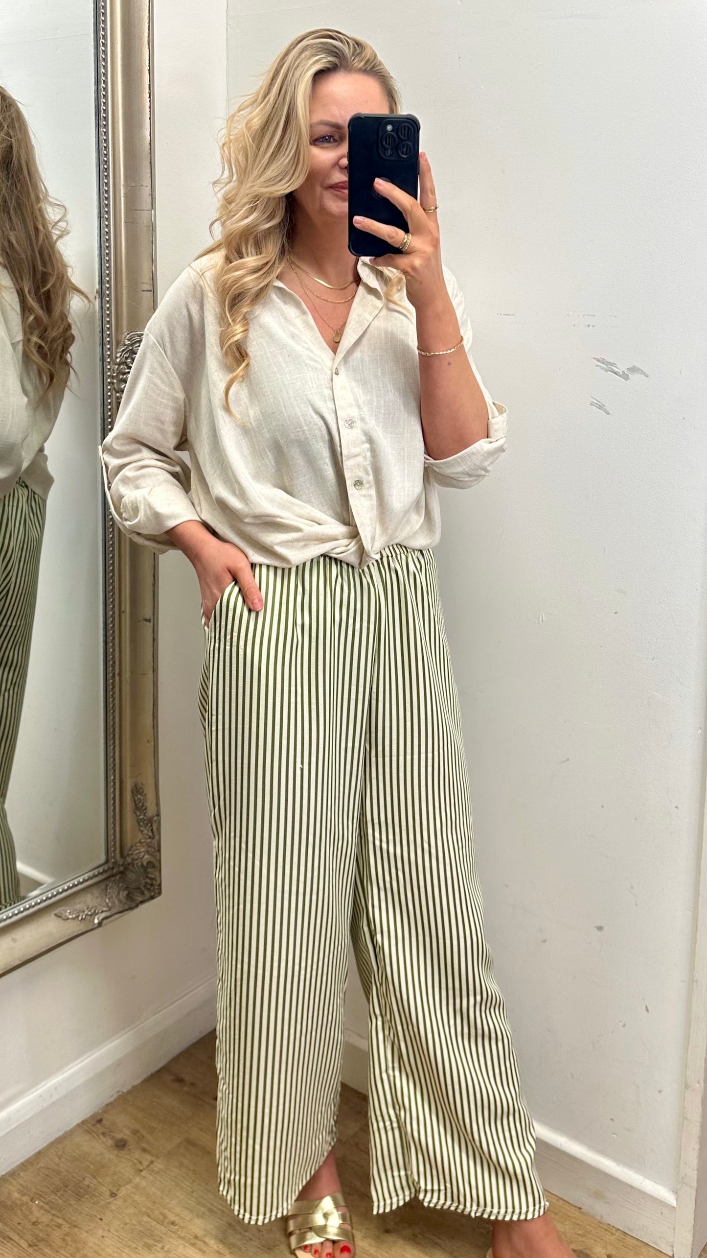 Stripe Trousers - Green Colour