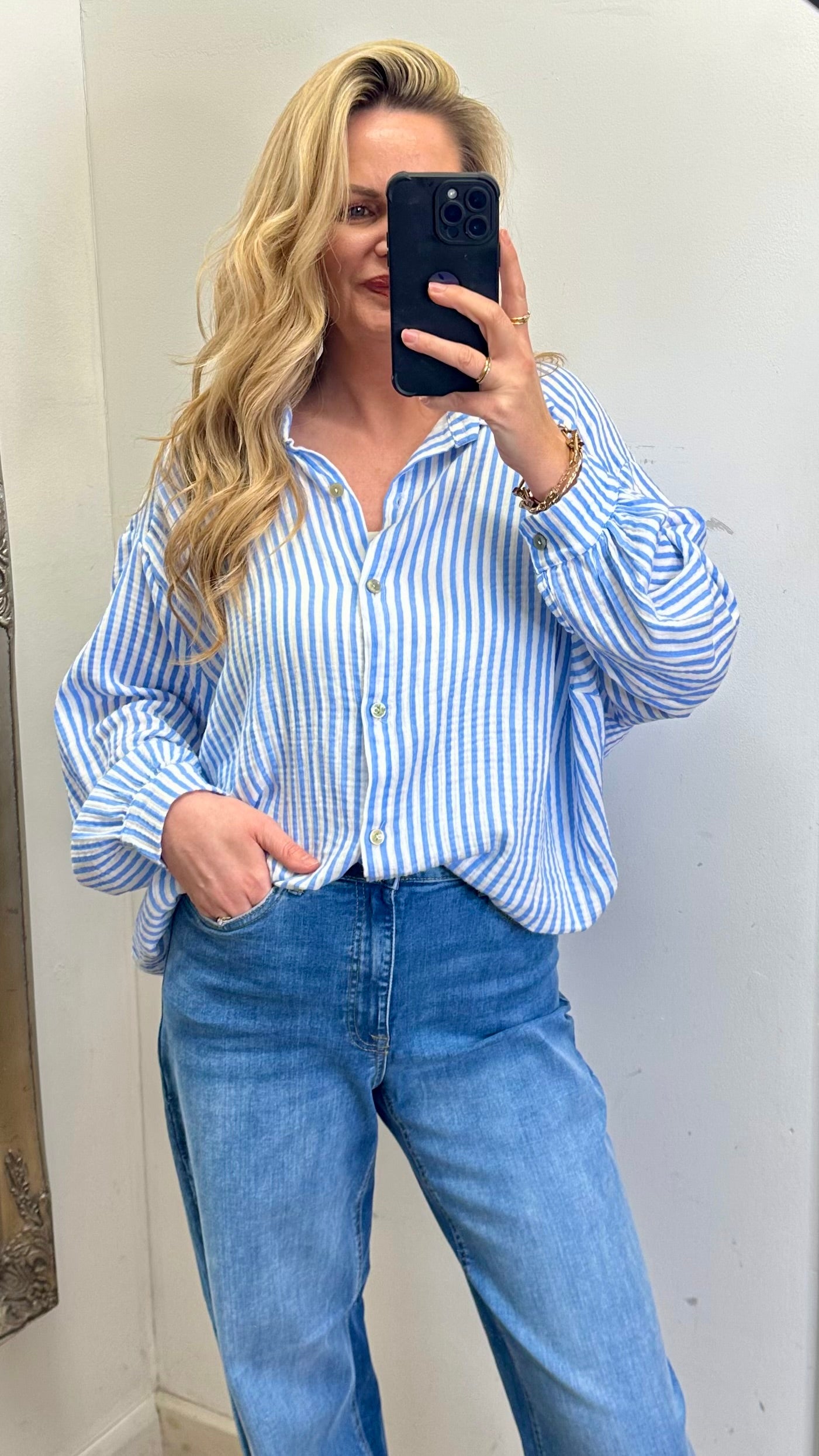 Stripe Cotton Shirt - Blue Colour