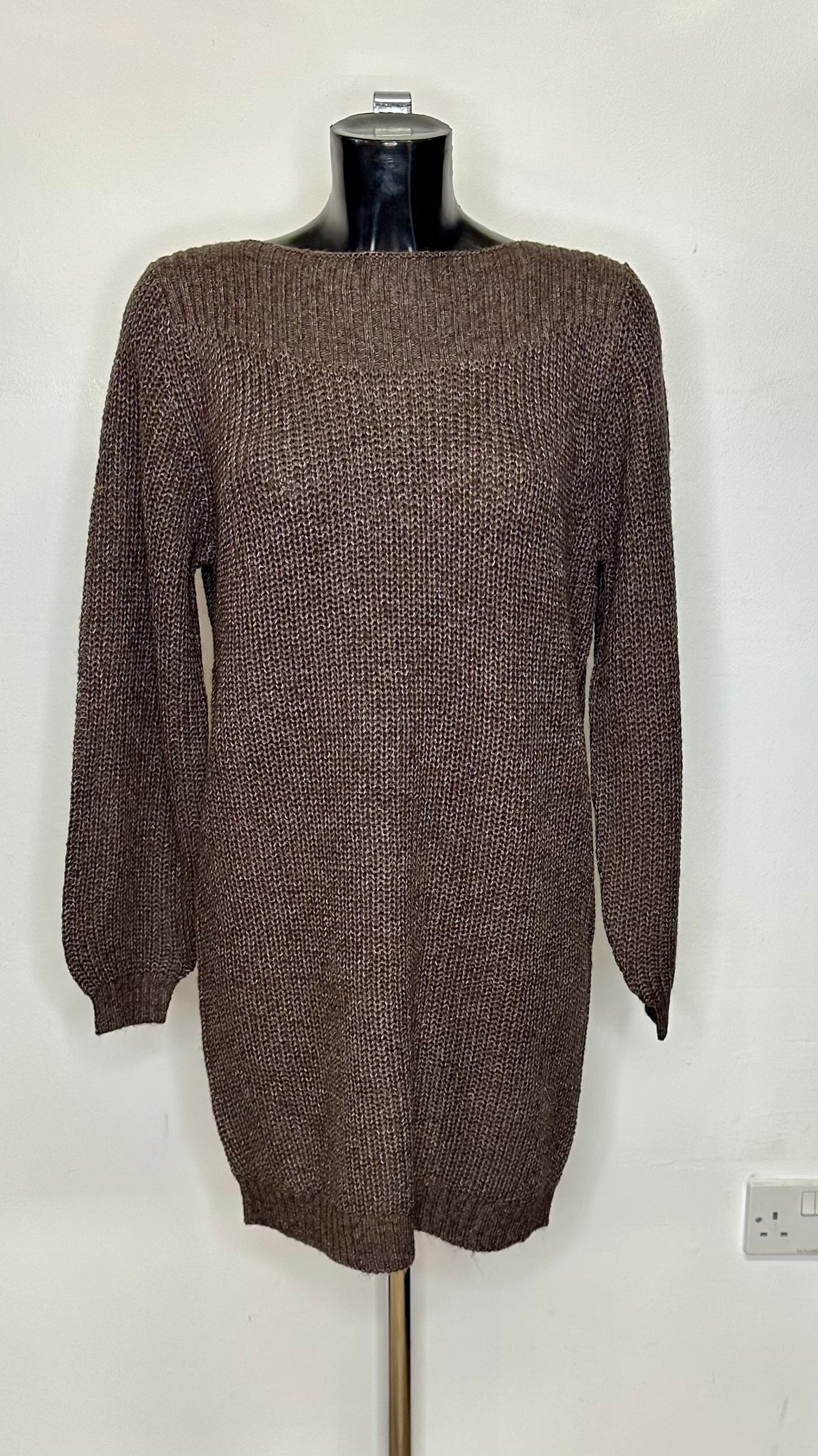 Brown Knitted Jumper Dress