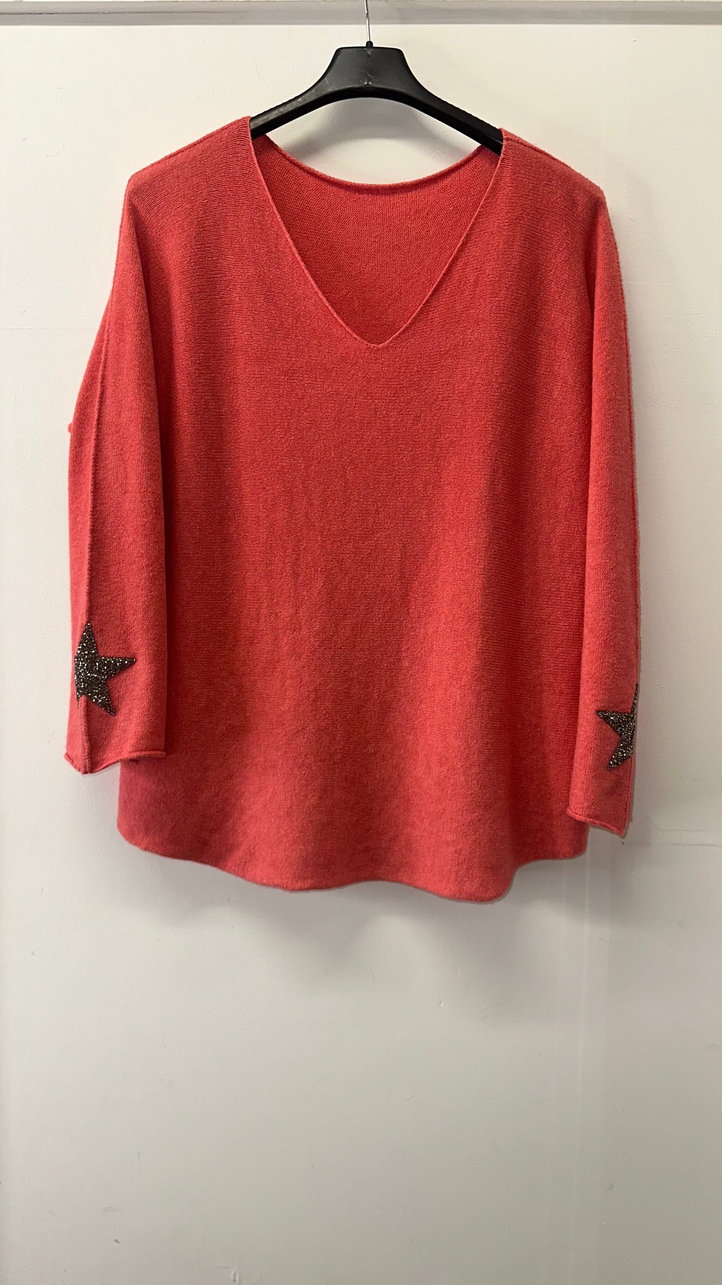 Star Sleeve Jumper - Coral Colour
