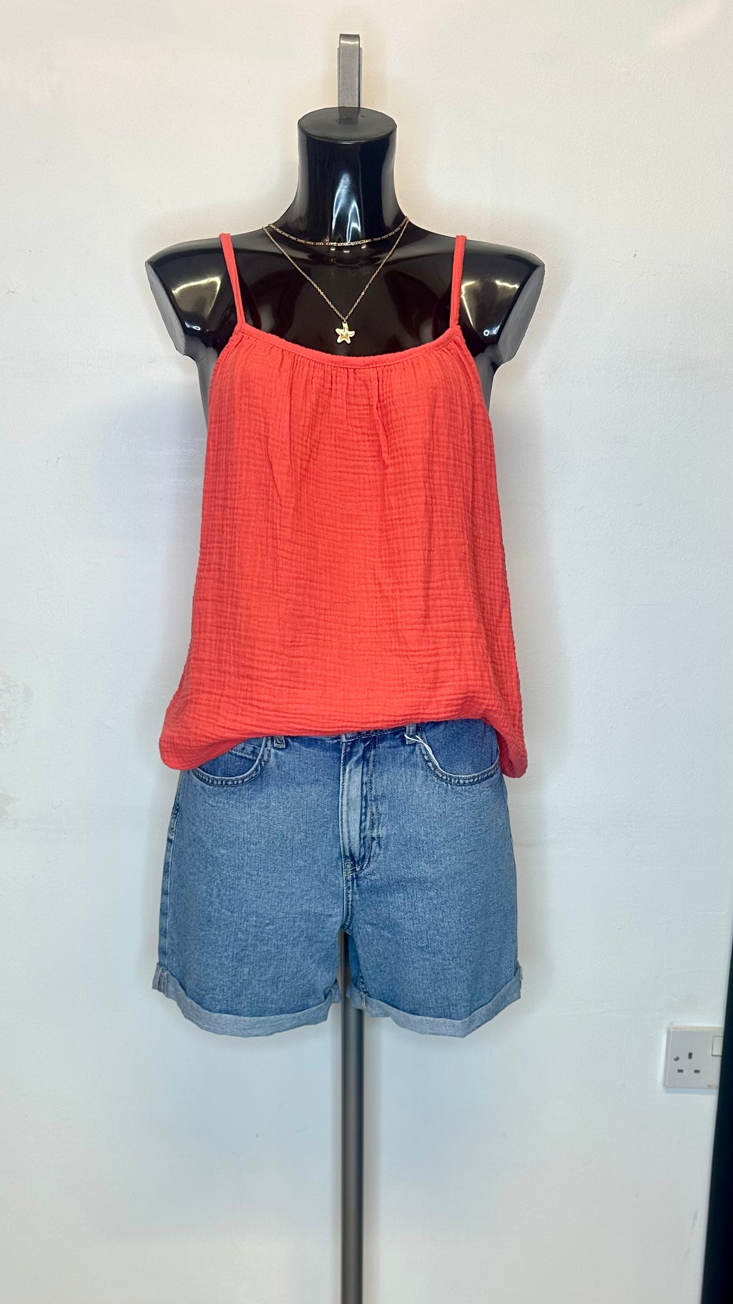 Cheesecloth Camisole - Coral Colour