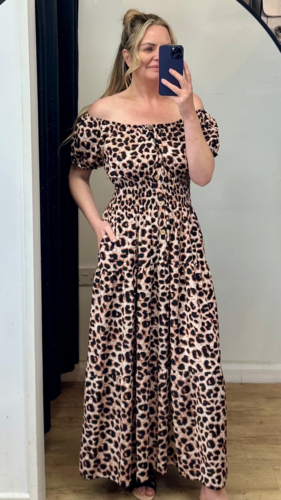 Animal Print Bardot Maxi Dress