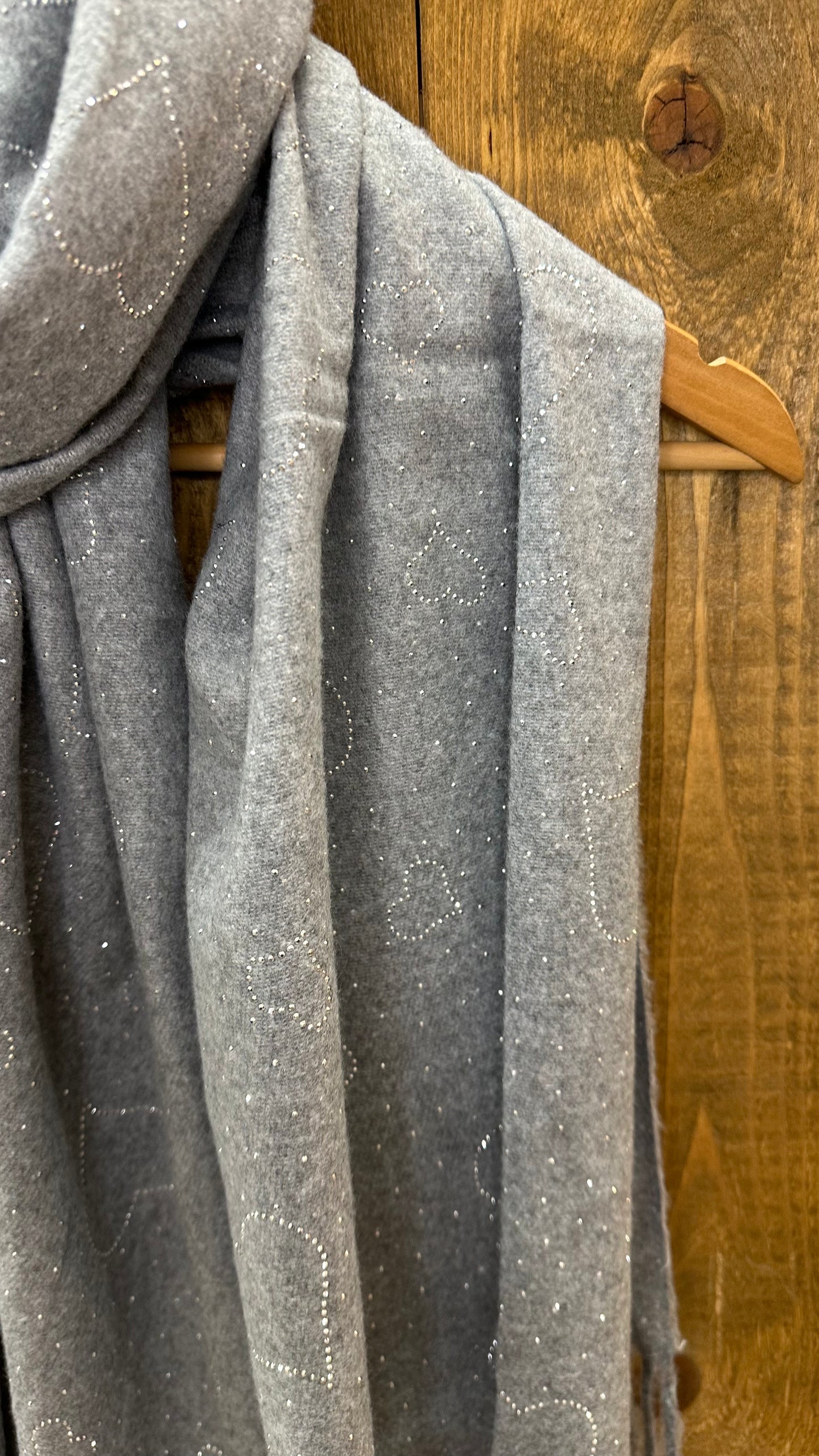 Heart Studded Scarf - Grey Colour