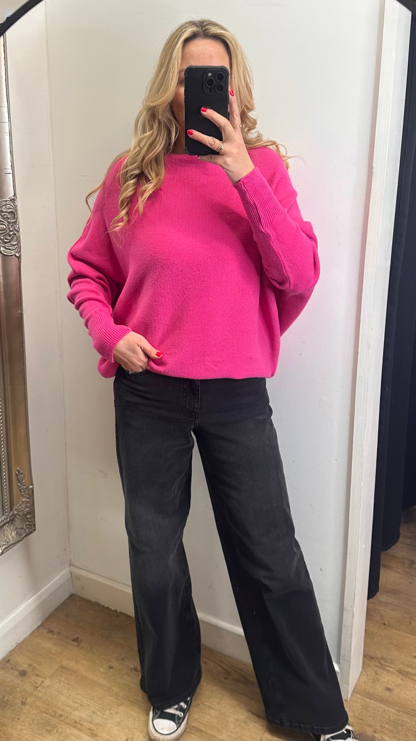 Fuchsia Pink batwing jumper