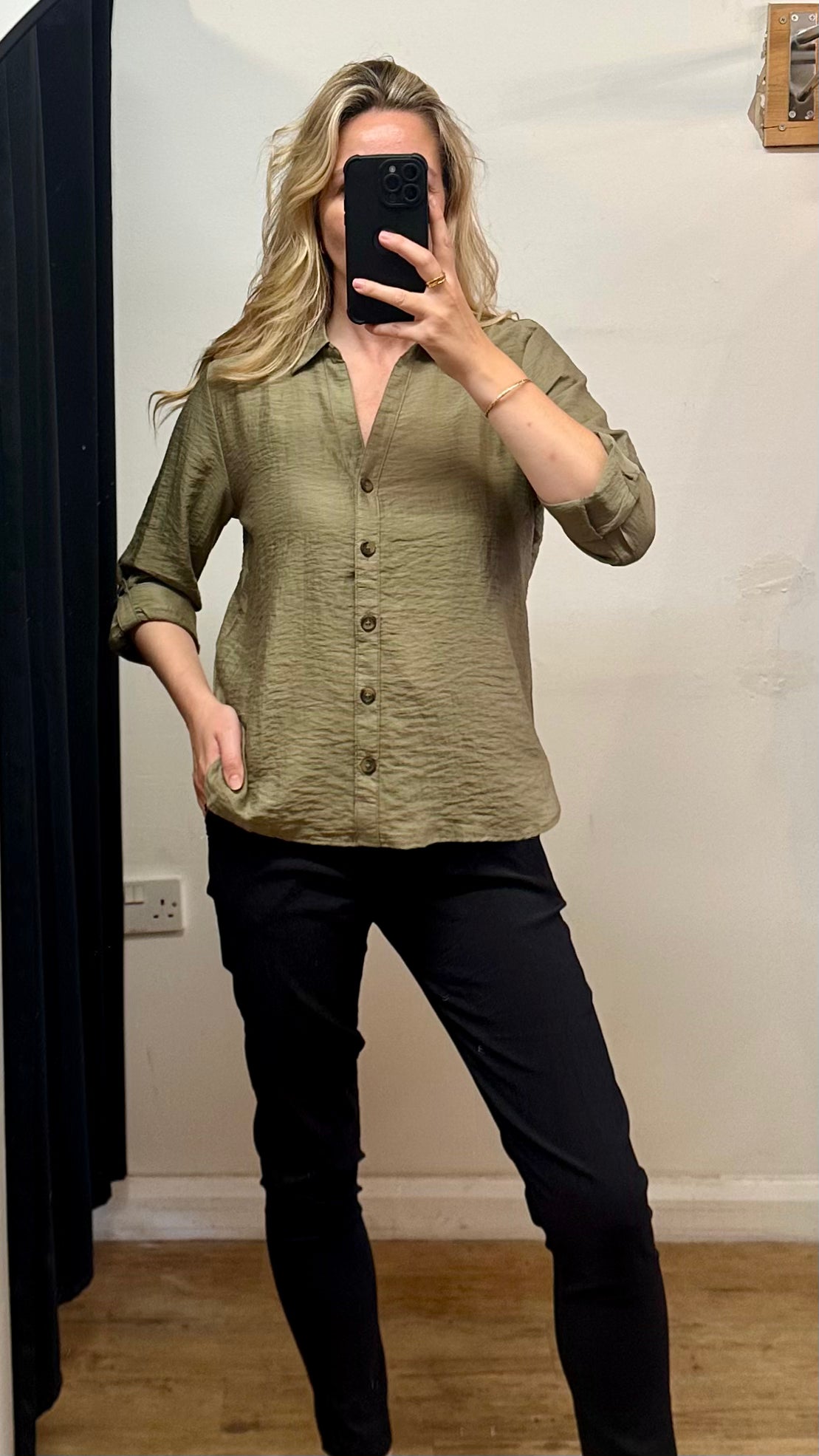 Linen Blend Shirt - Khaki Colour