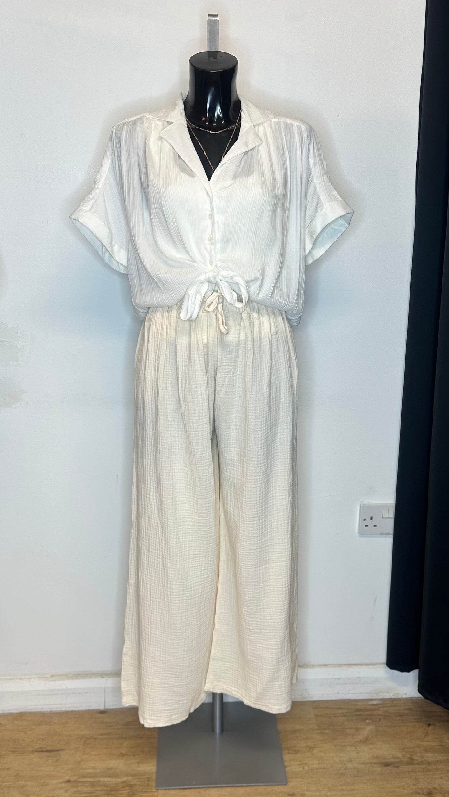 Cheesecloth Trousers - Cream Colour