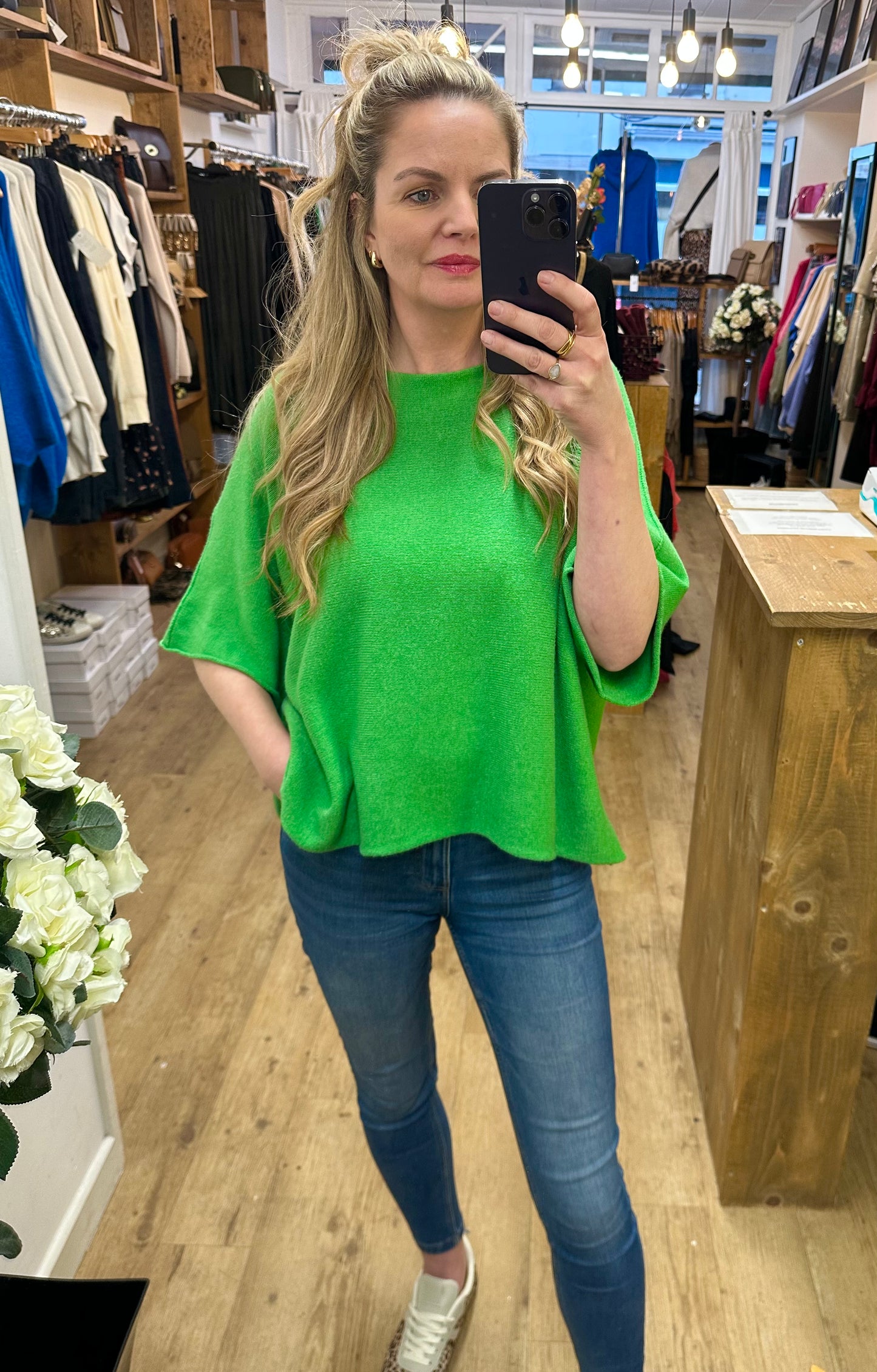 Green short sleeved jumper