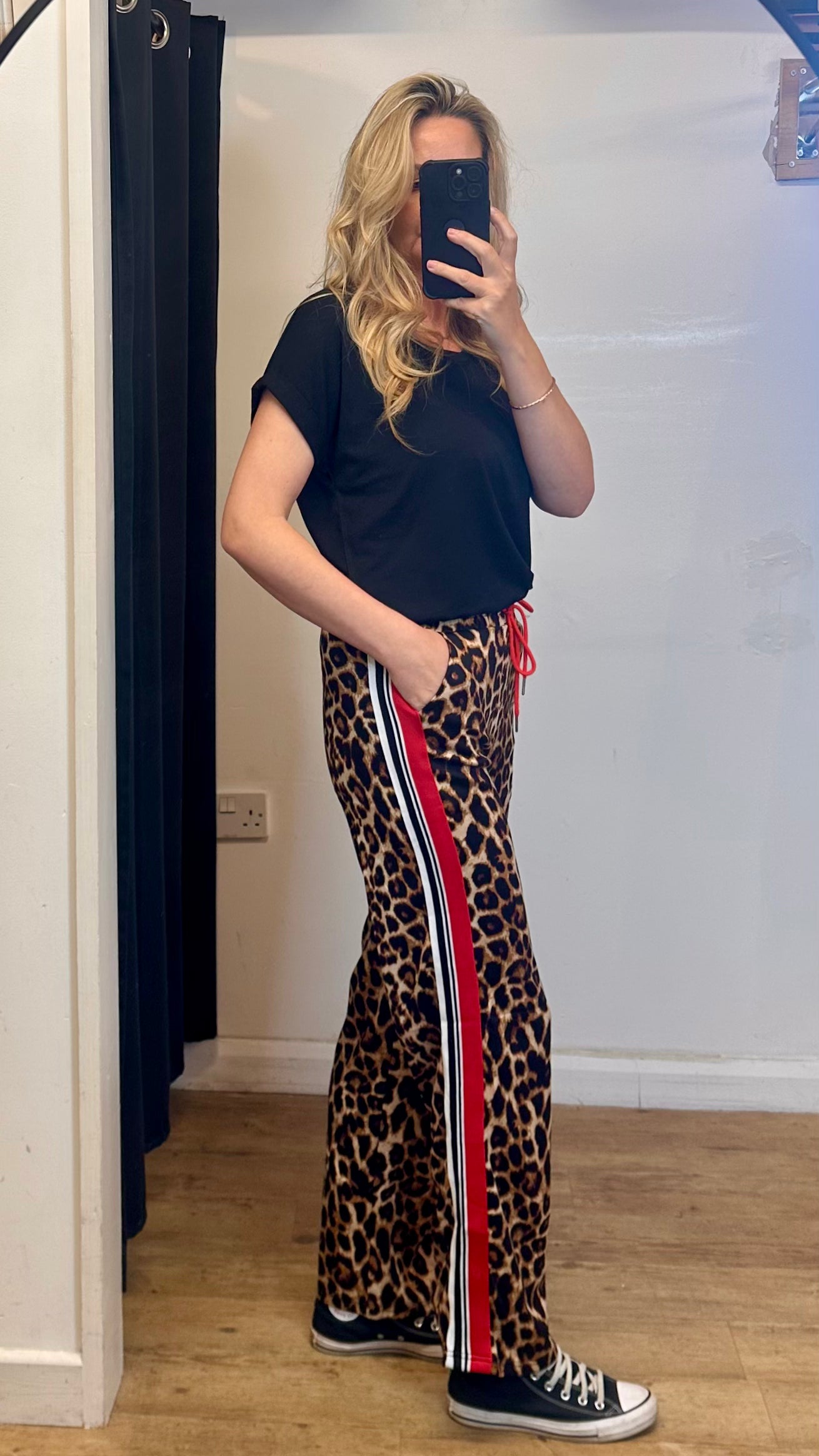Animal Print Trousers - Red Side Stripe