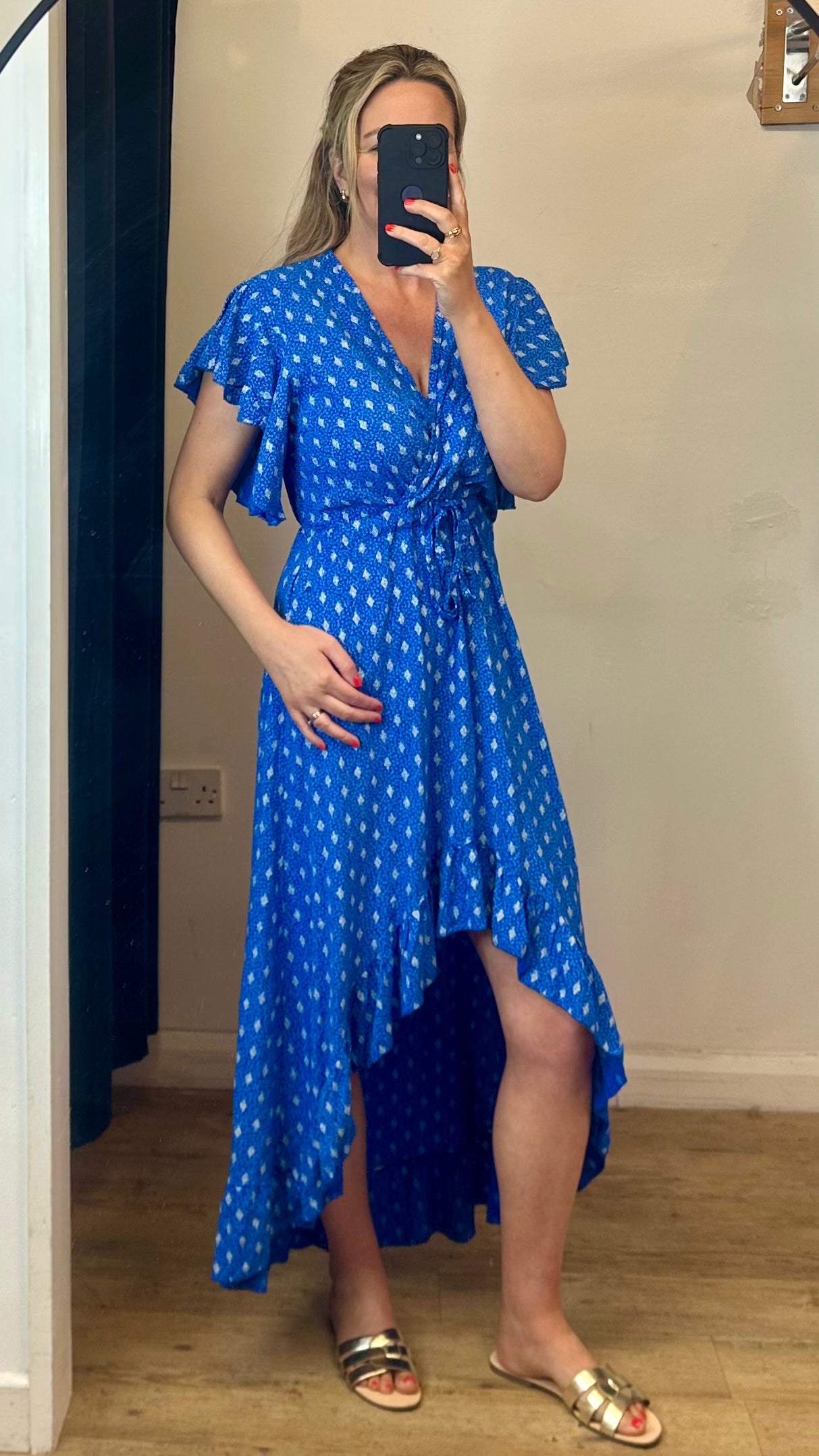 Blue frill hem dress