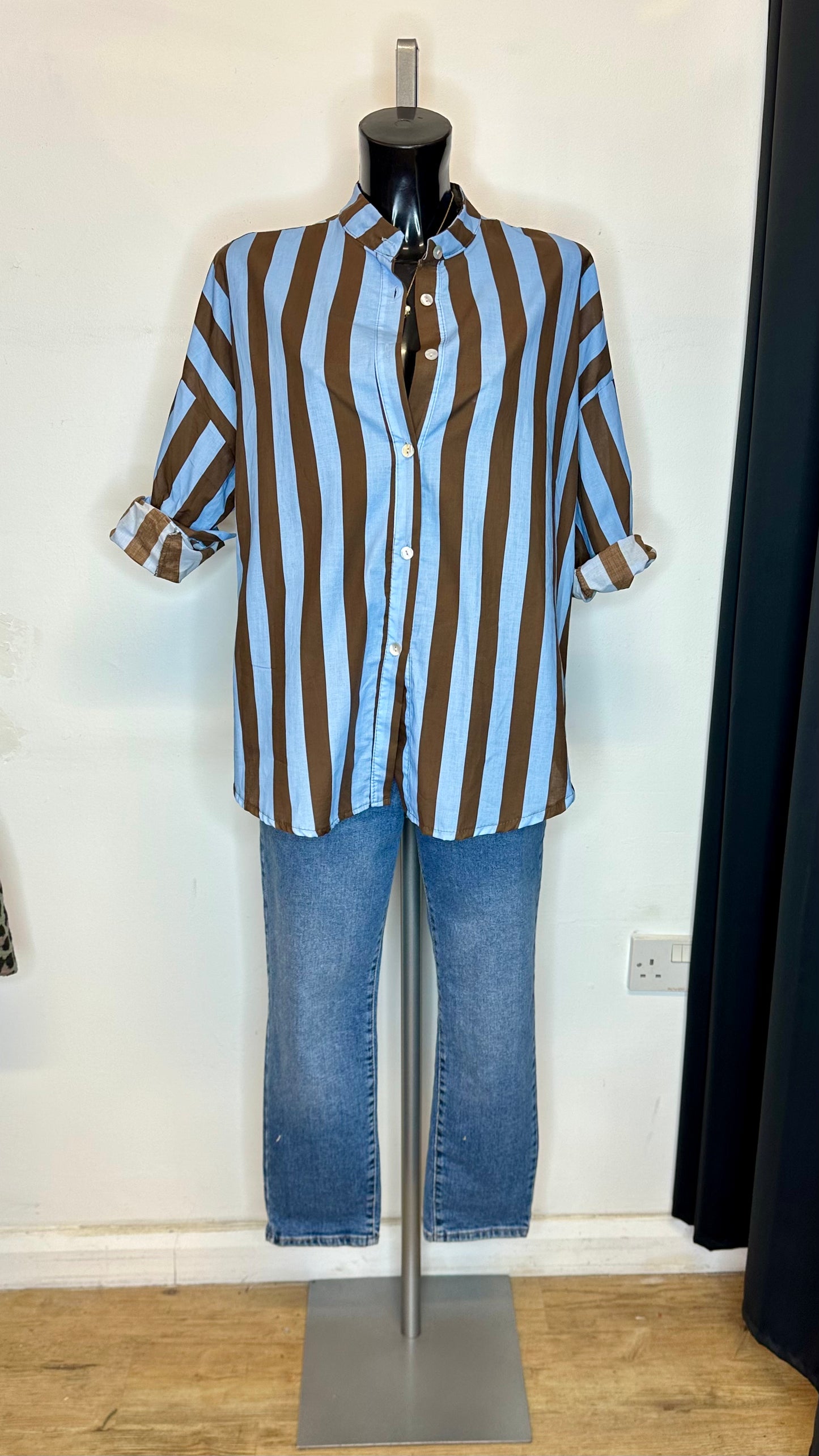 Stripe Shirt - Blue / Brown Colours