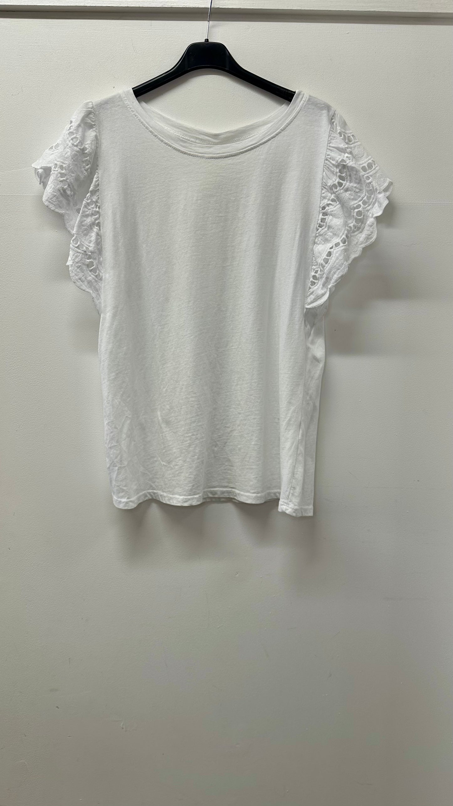 Frill sleeve T-shirt - White