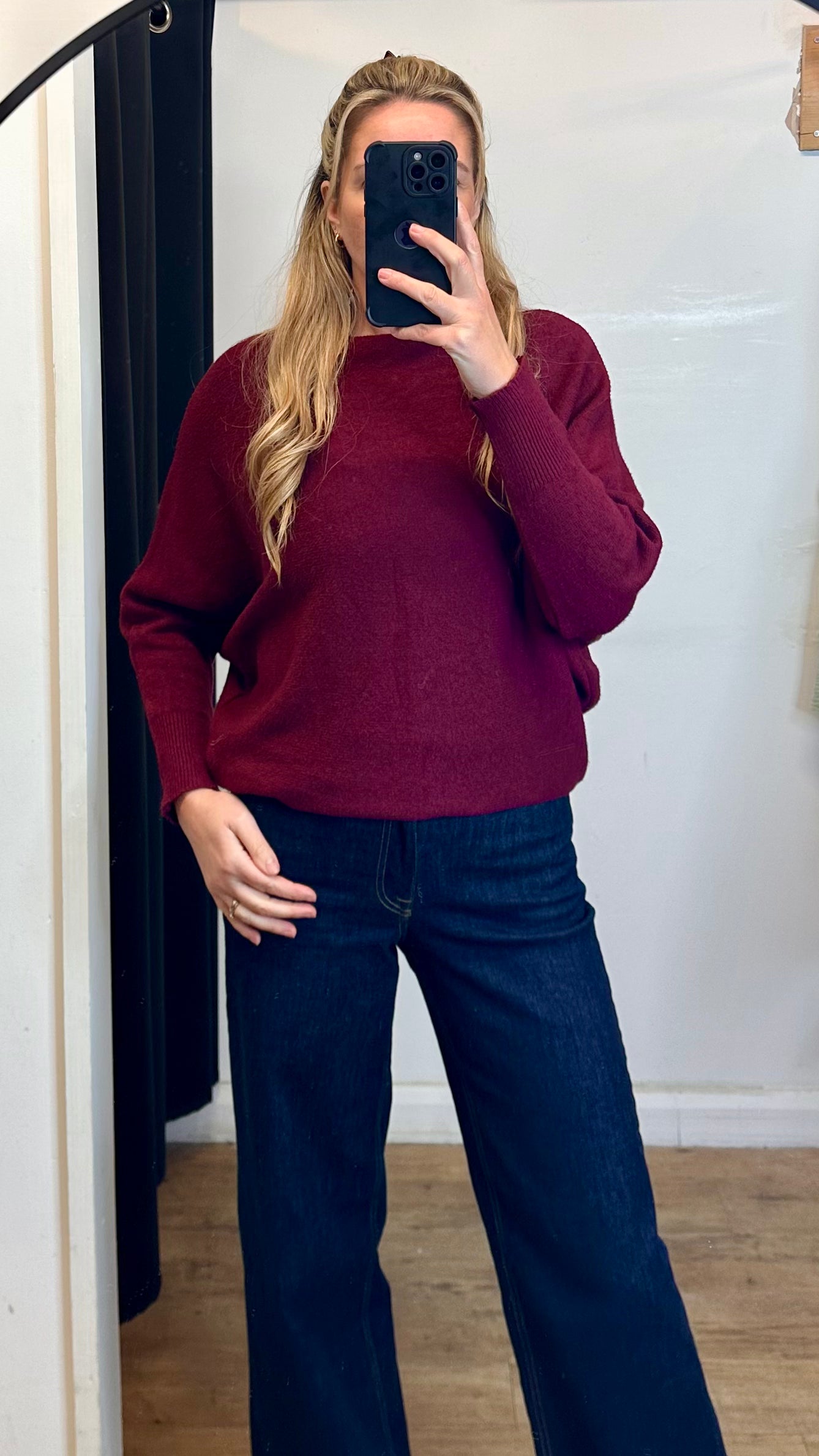 Burgundy batwing jumper