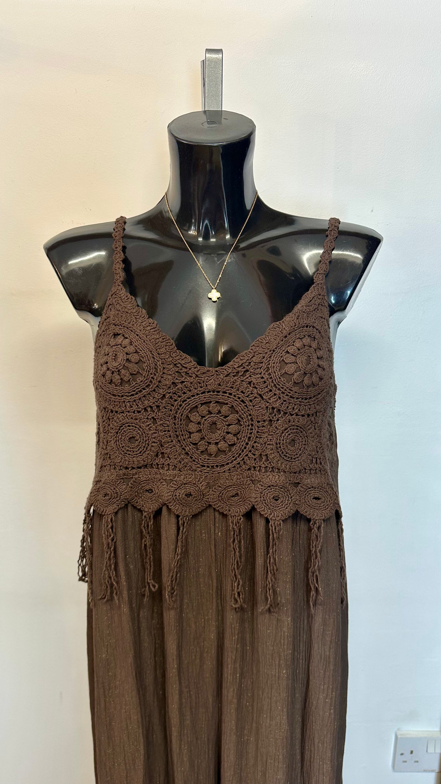 Brown Crochet Jumpsuit