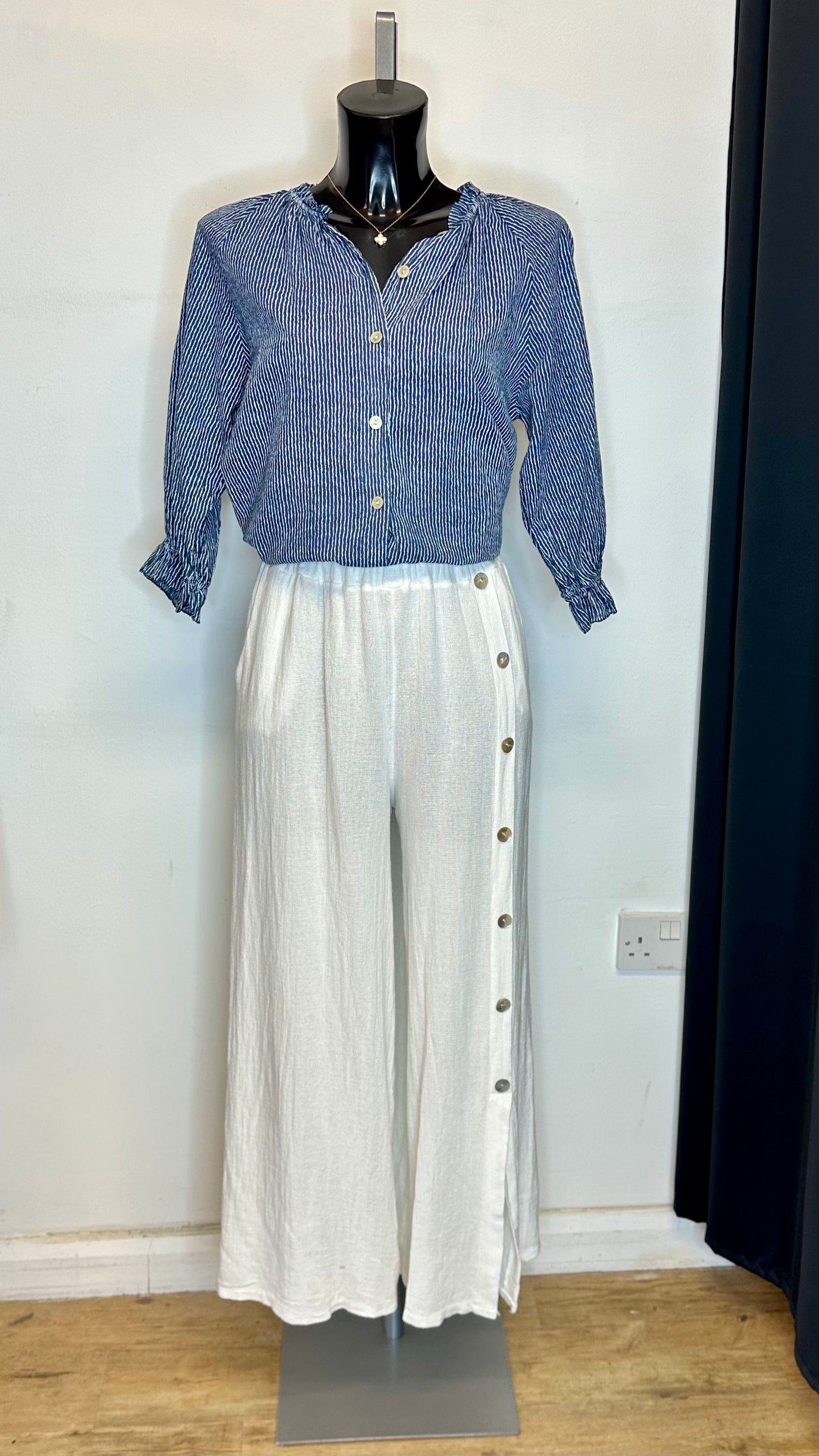 Navy Stripe 3/4 Sleeve Top