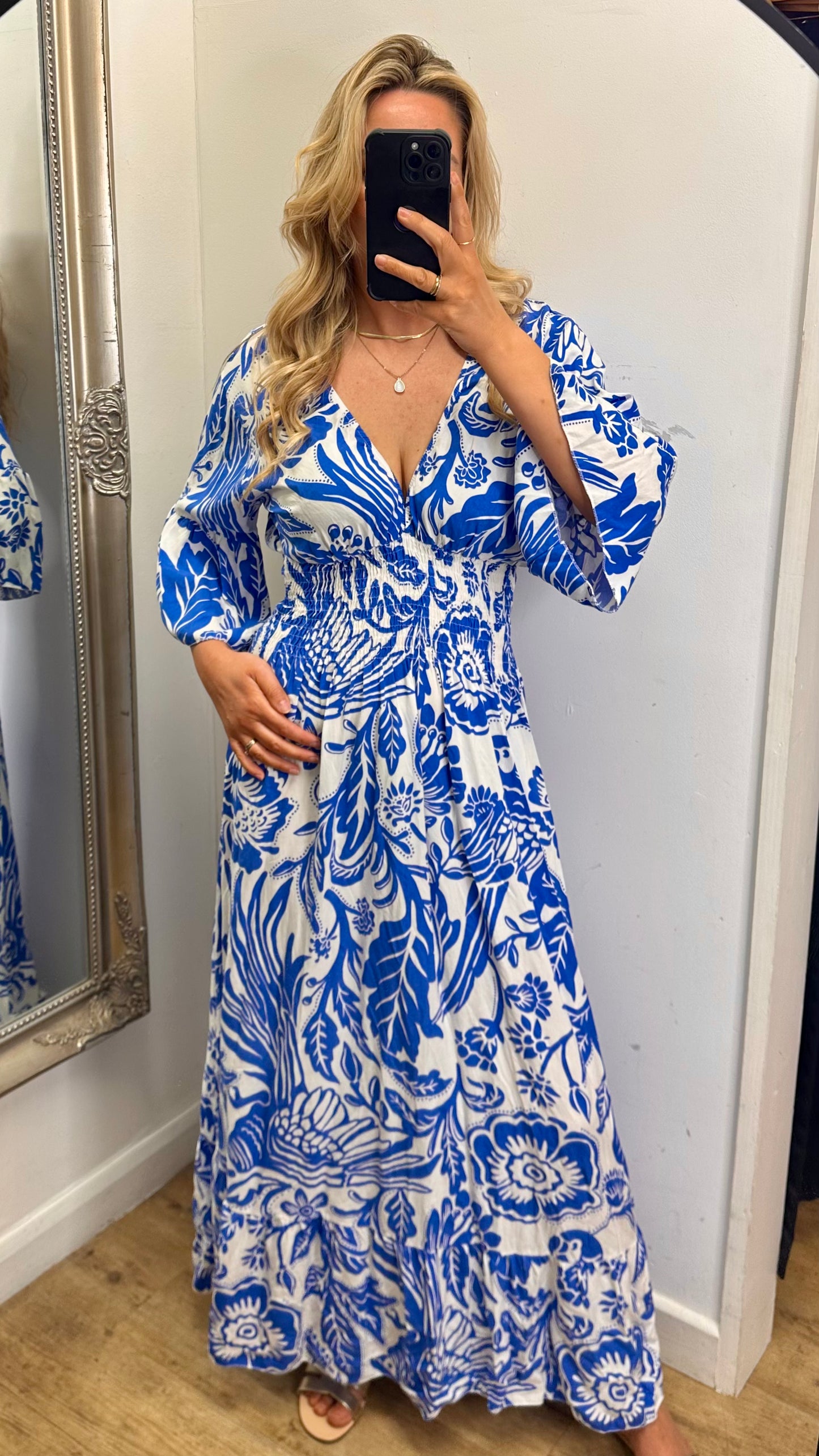 Floral Maxi Dress - Blue Colour