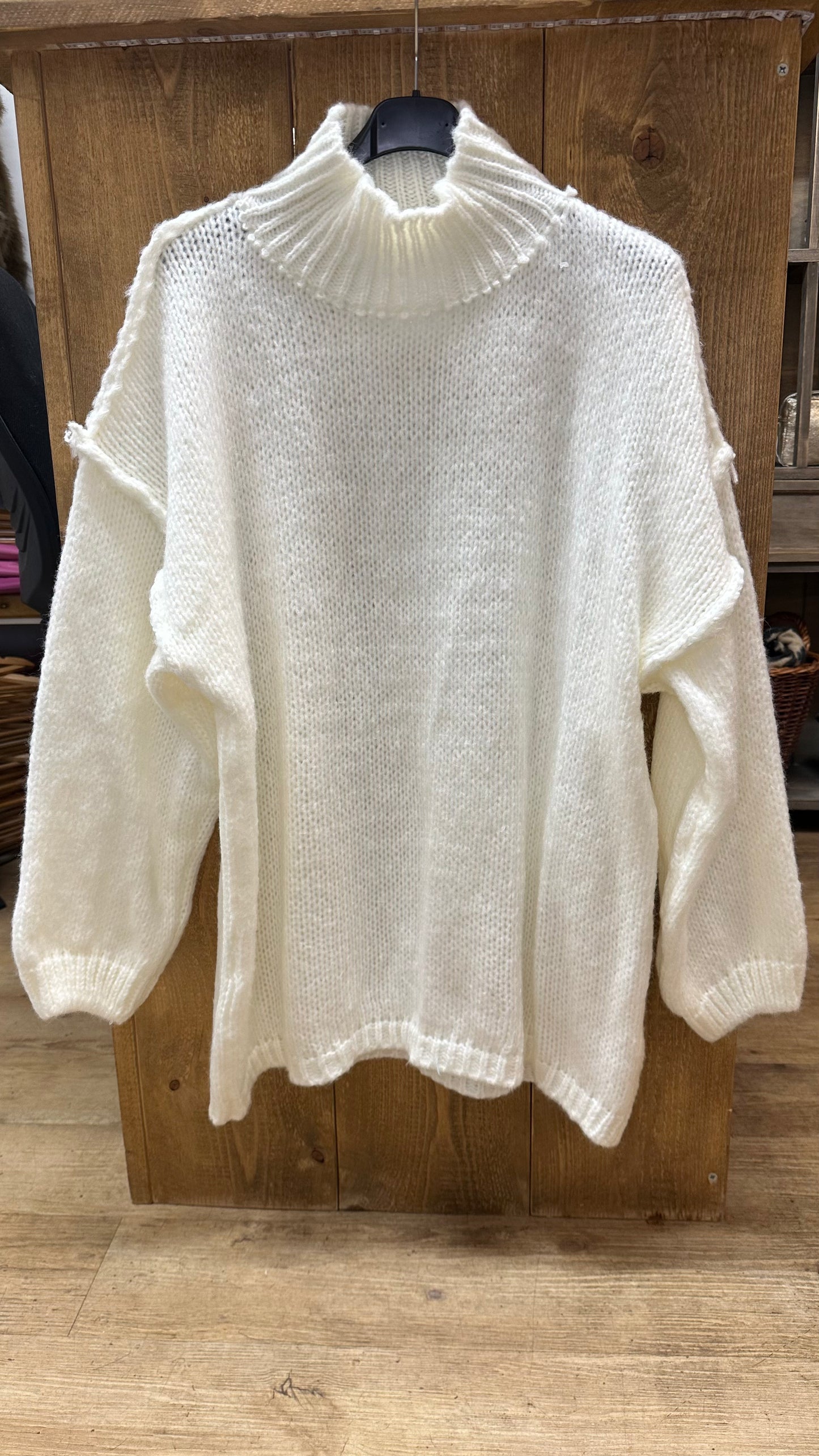 White chunky knit jumper