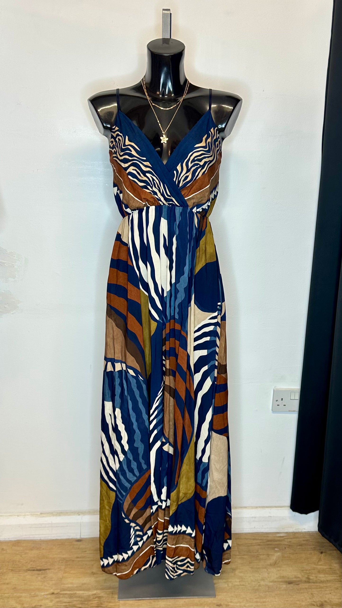 Print Maxi Dress - Blue Colour