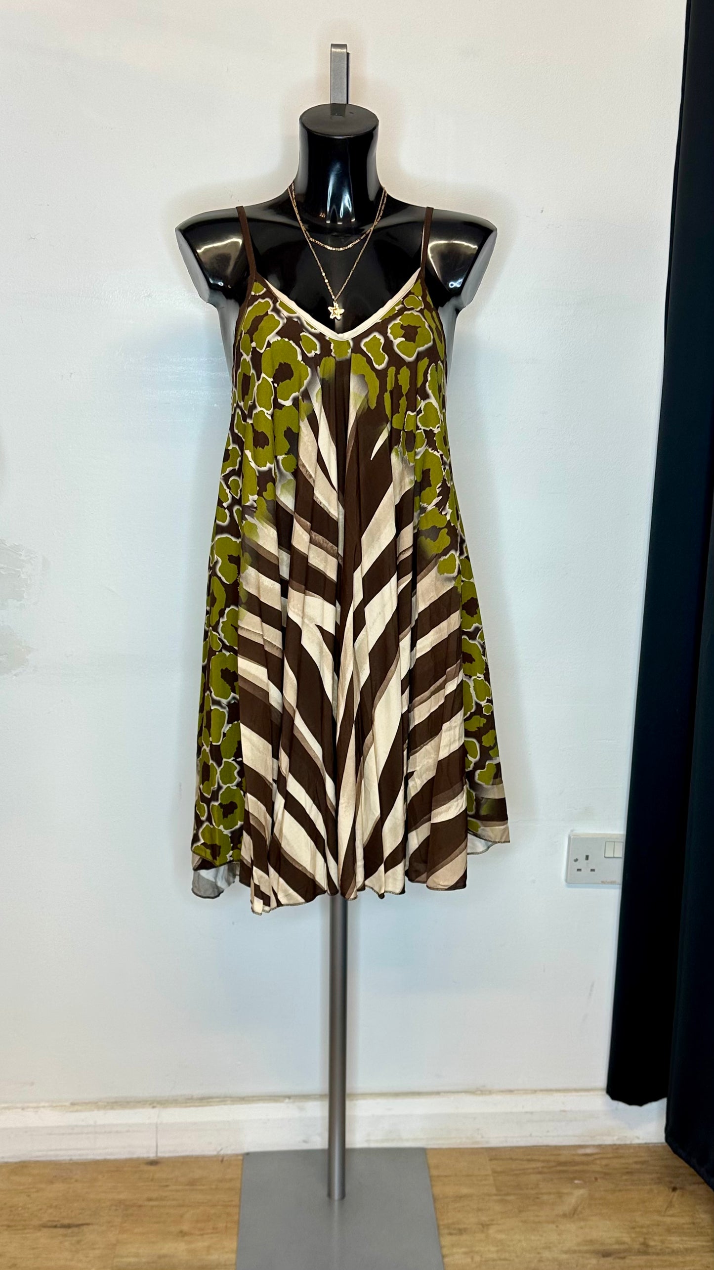 Brown / Green Print Dress