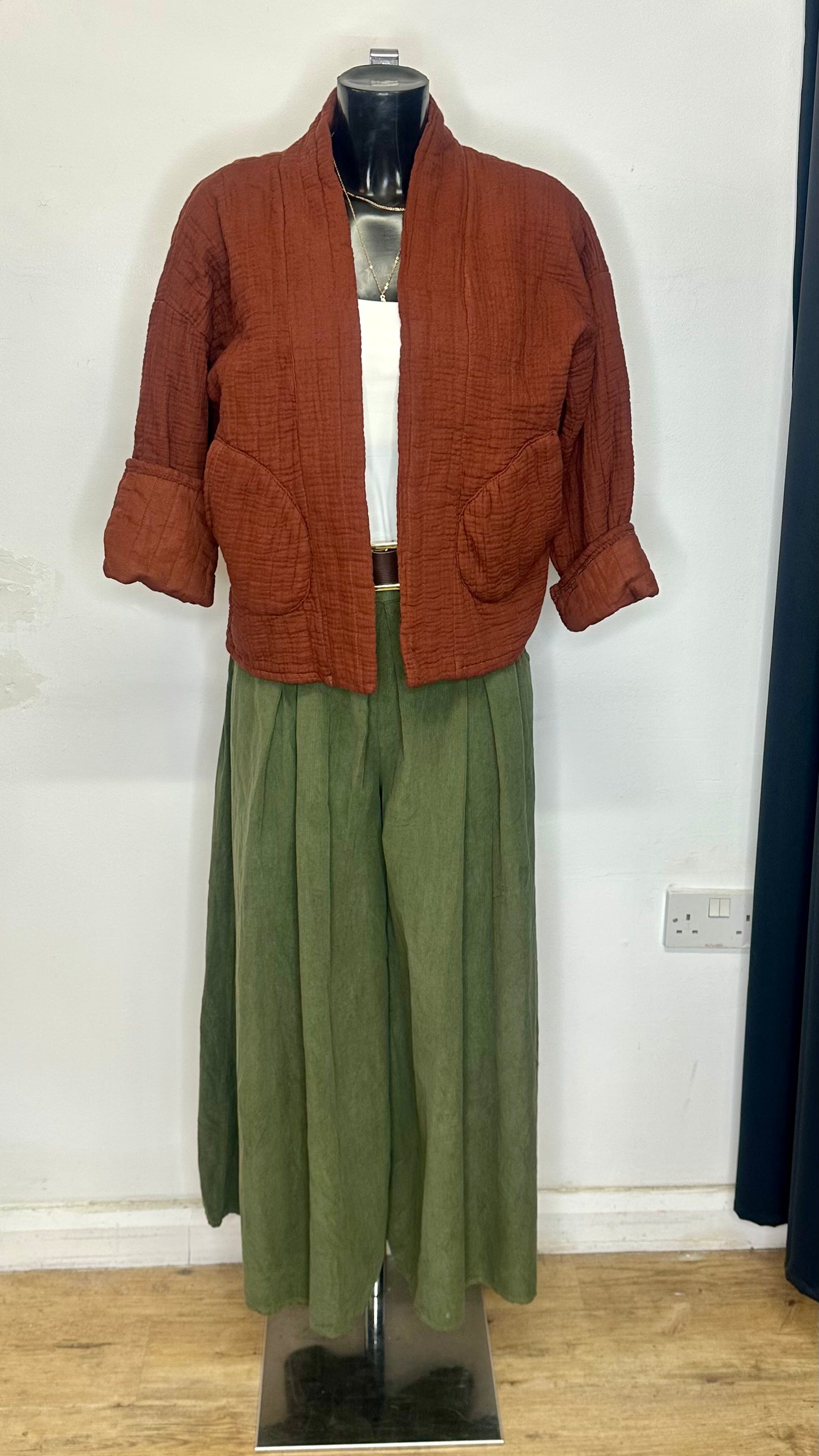 Quilted Jacket - Terracotta Colour