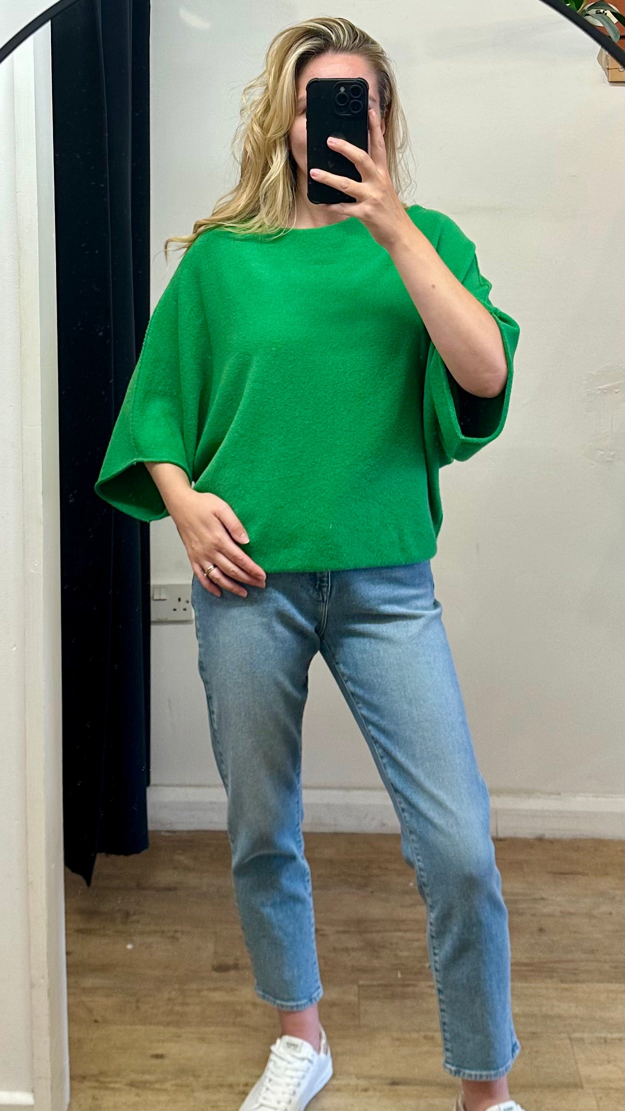 3/4 sleeve batwing soft knit - Green colour