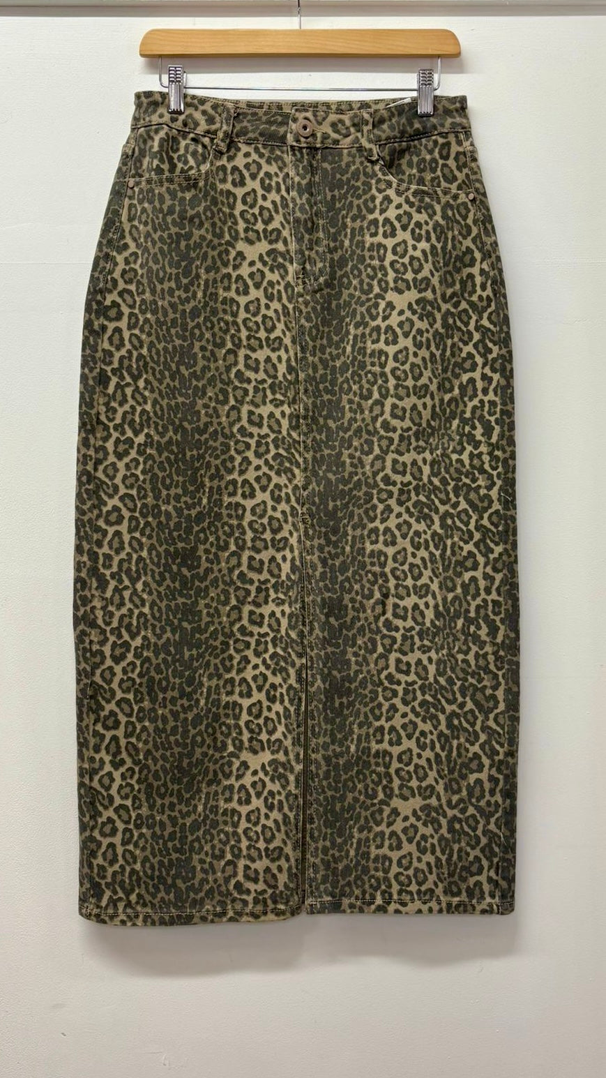 Leopard Denim Skirt
