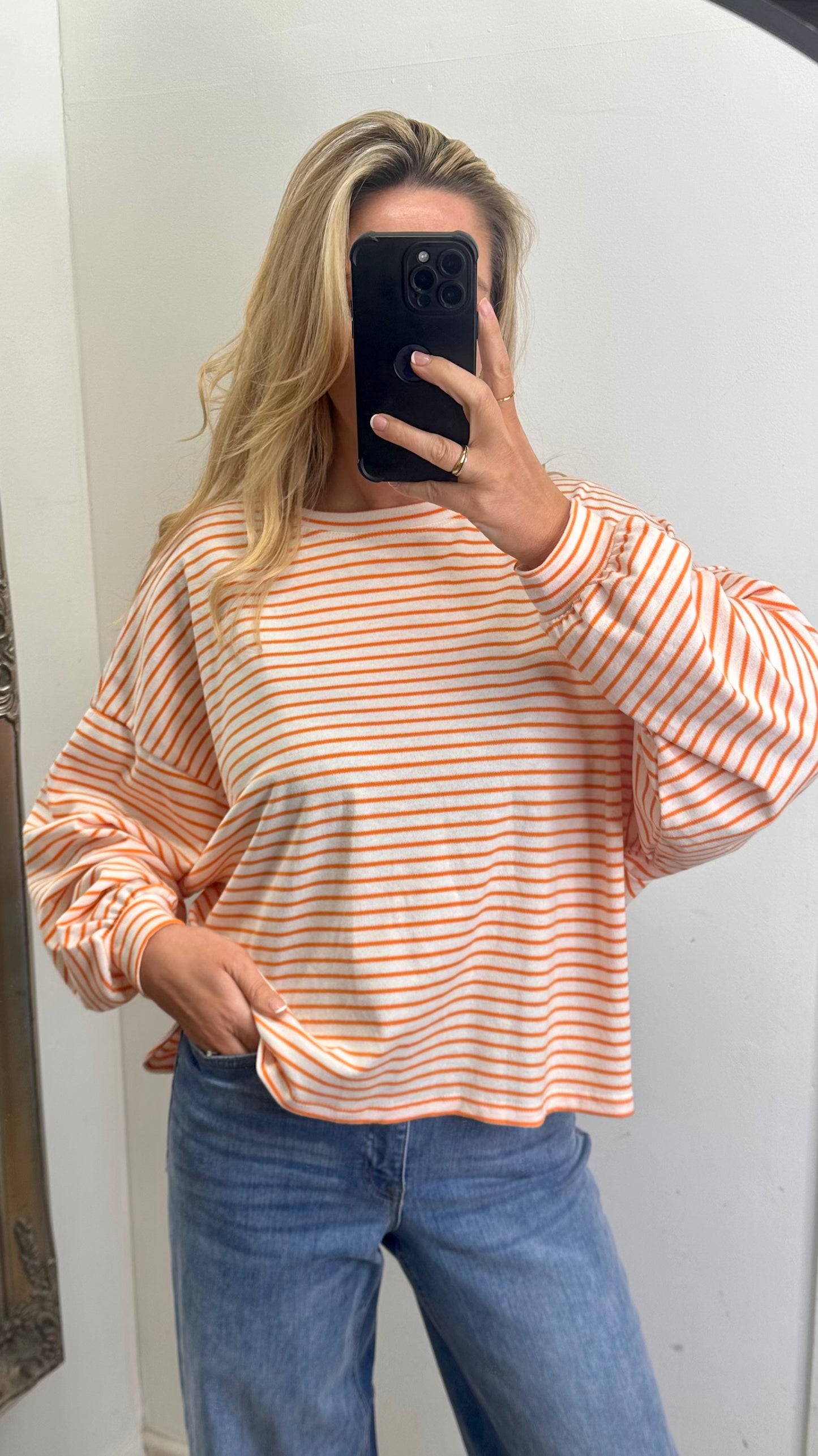 Orange Stripe Top - 100% Cotton