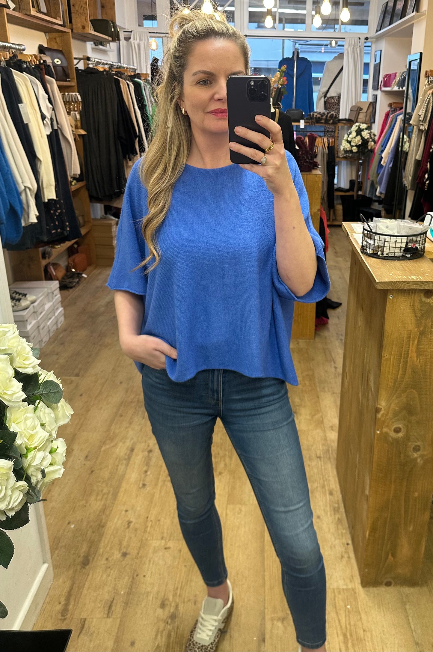 Blue short sleeved jumper