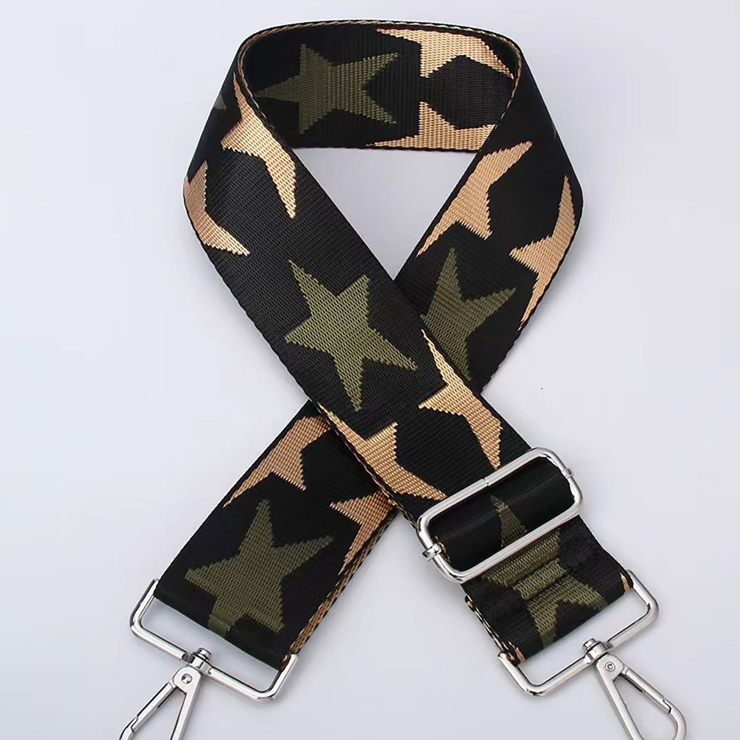 Green star print bag strap