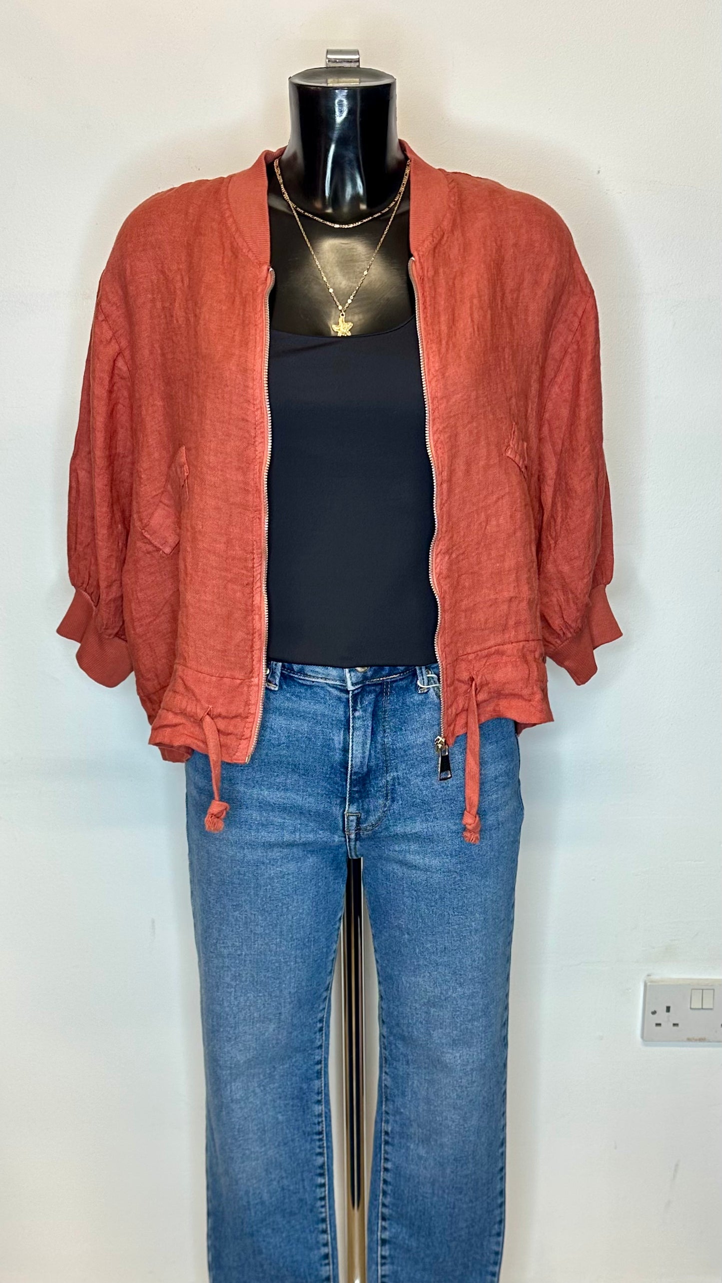 Lightweight Linen Jacket - Terracotta Colour