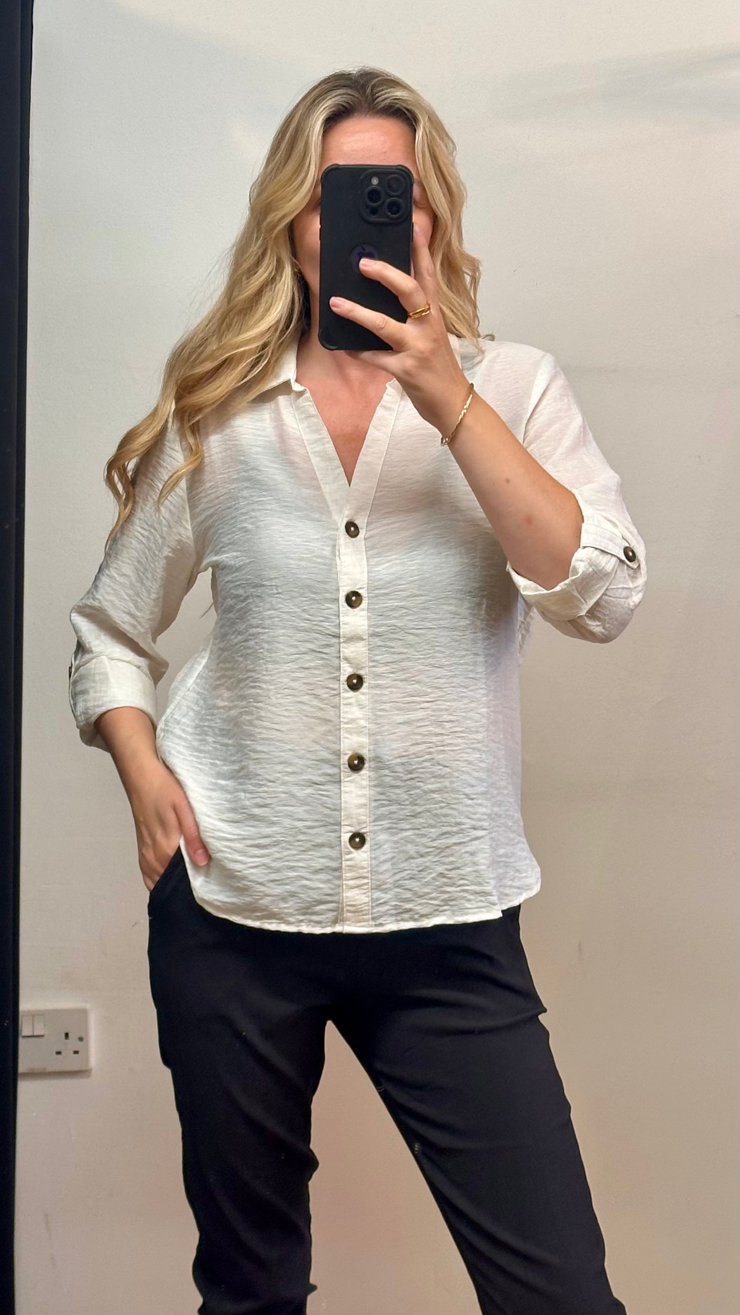 Linen Blend Shirt - Cream Colour