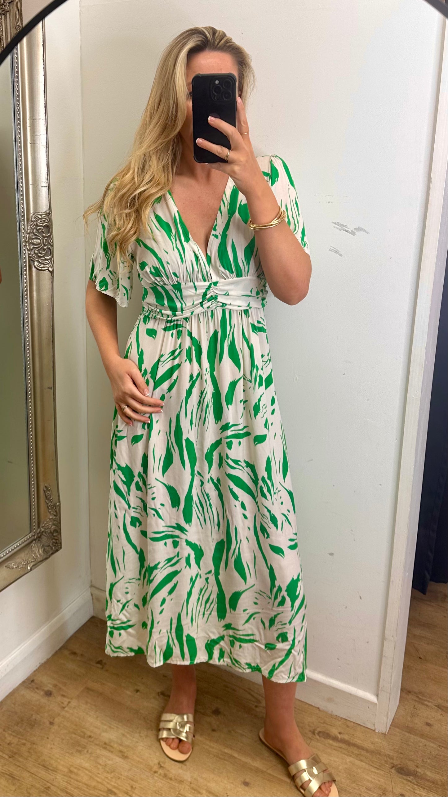Print Dress - Green Colour