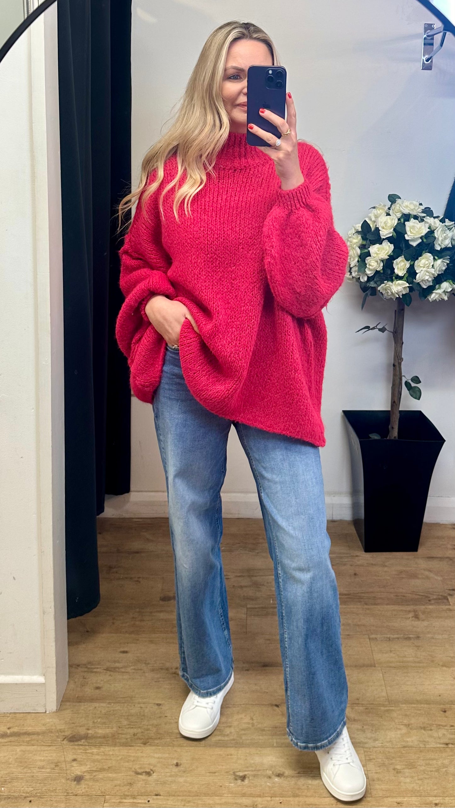Hot Pink chunky knit jumper