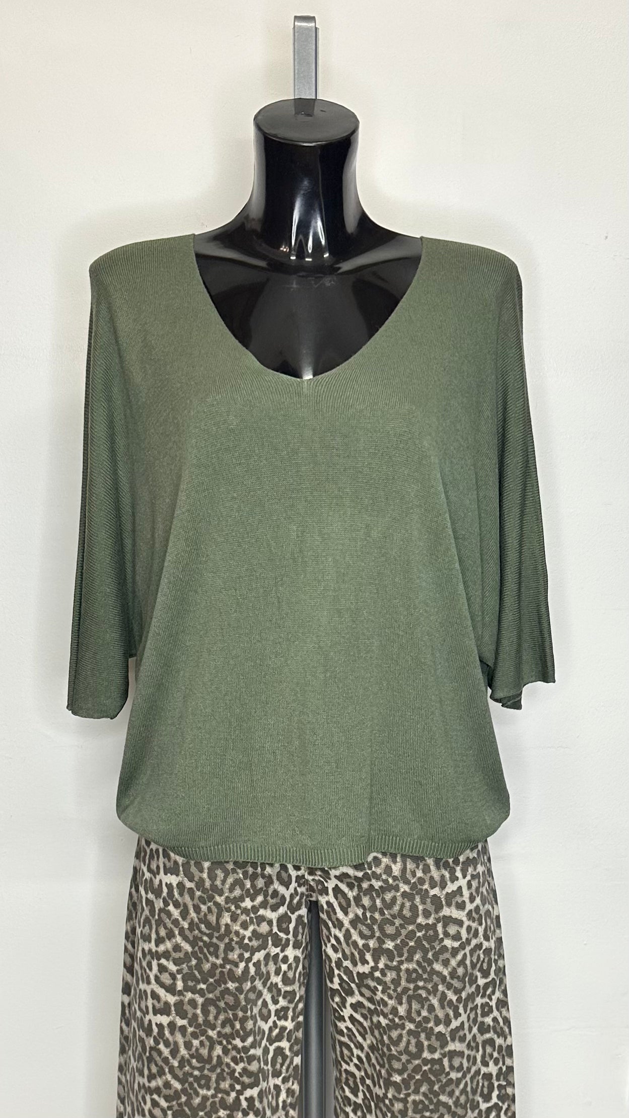 Fine Knit Top - Khaki Colour