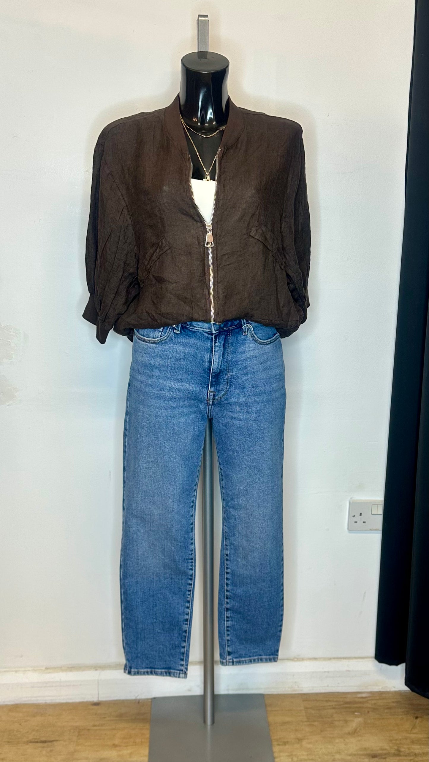 Lightweight Linen Jacket - Brown Colour