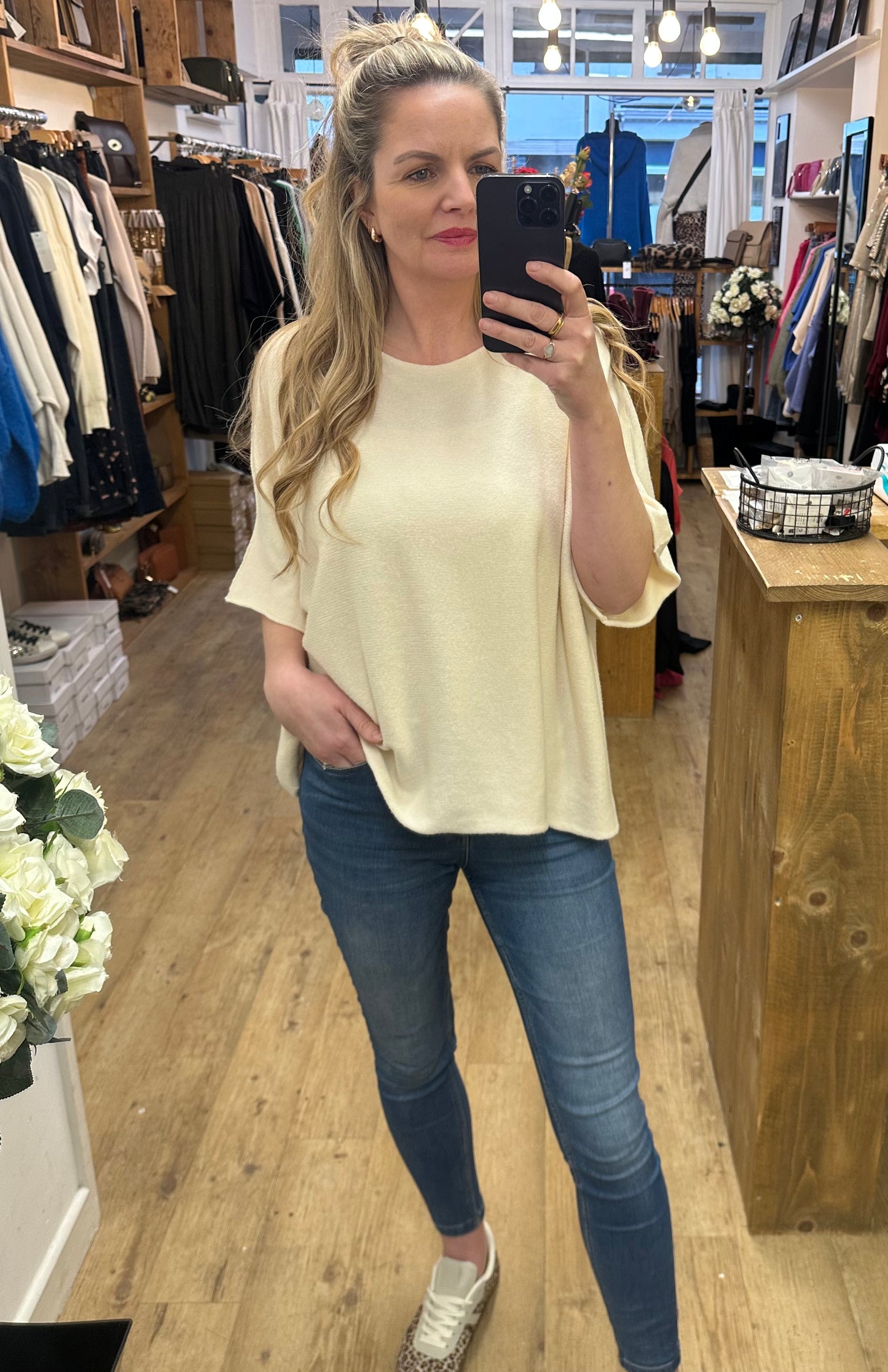 Cream short sleeved jumper