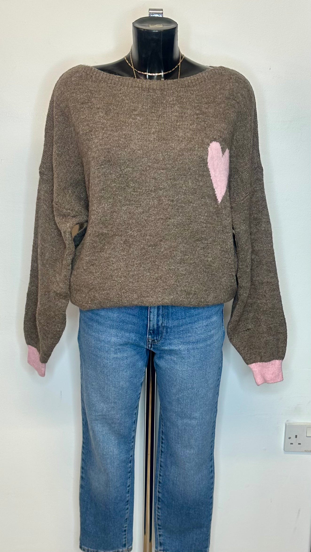 Love Heart Jumper - Mocha Colour