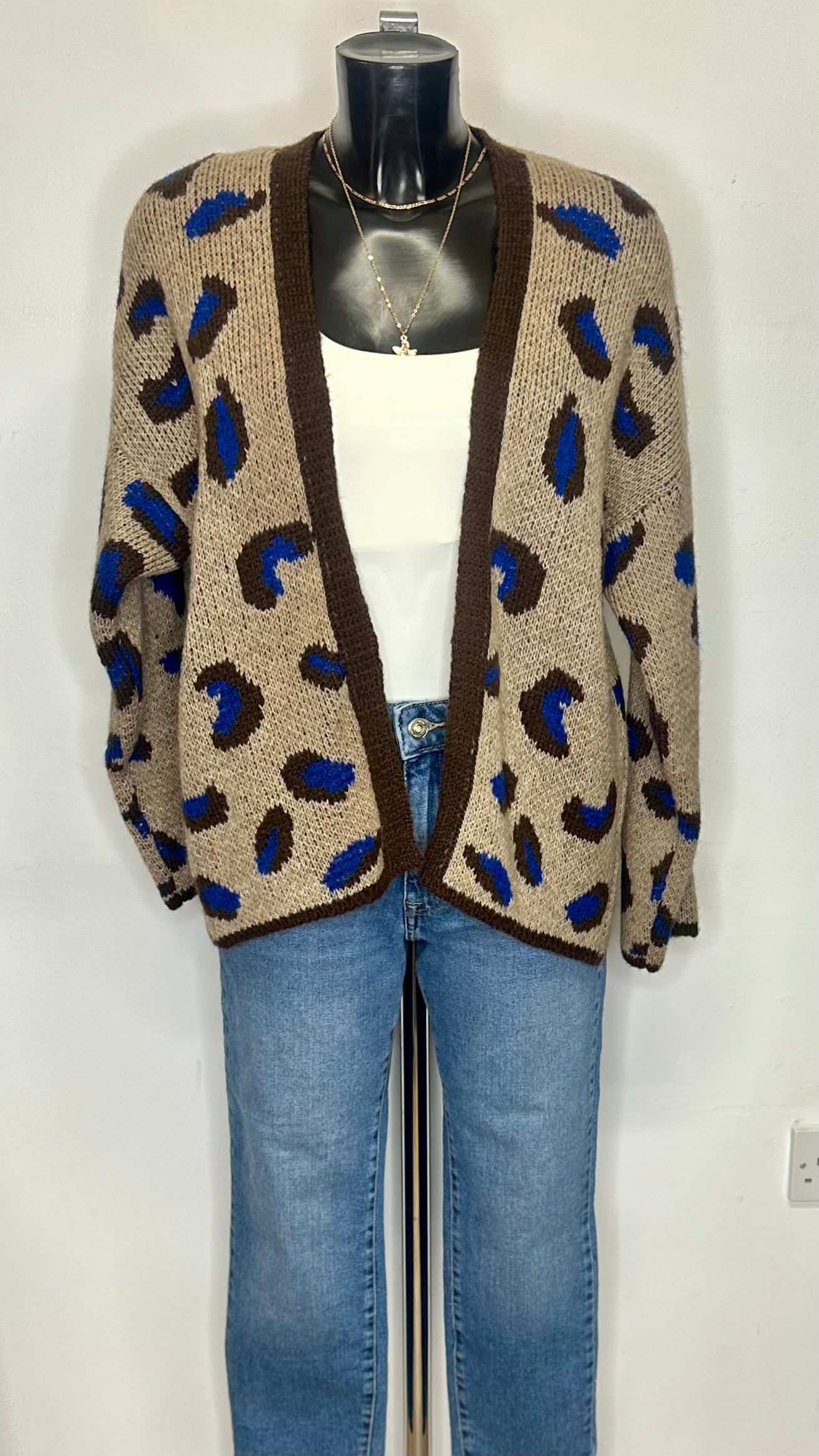 Animal Blue/Brown Print Cardigan
