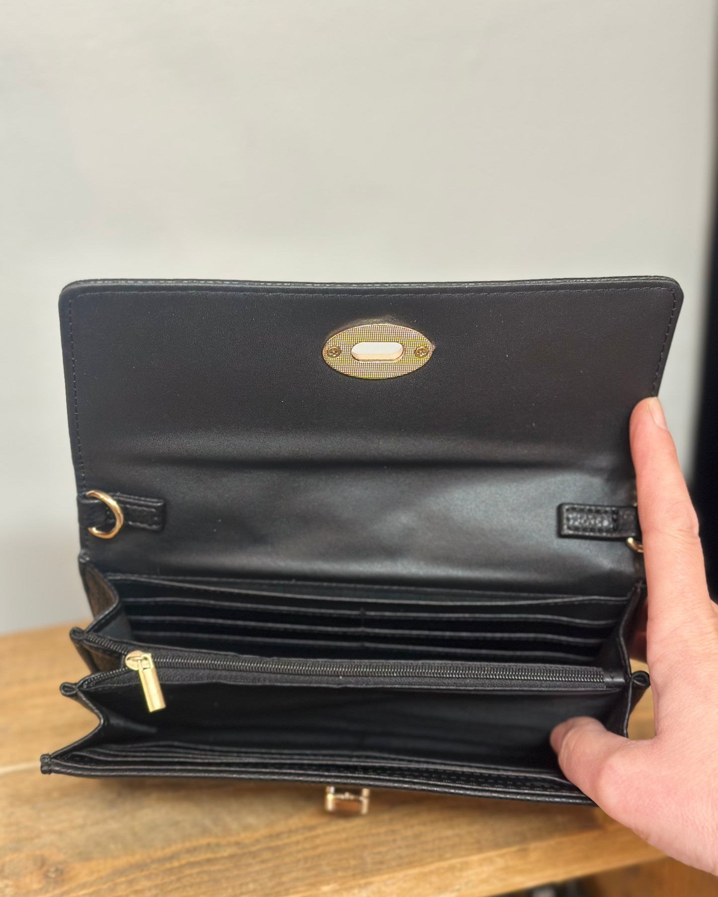 Clutch Purse with detachable strap - Black Colour