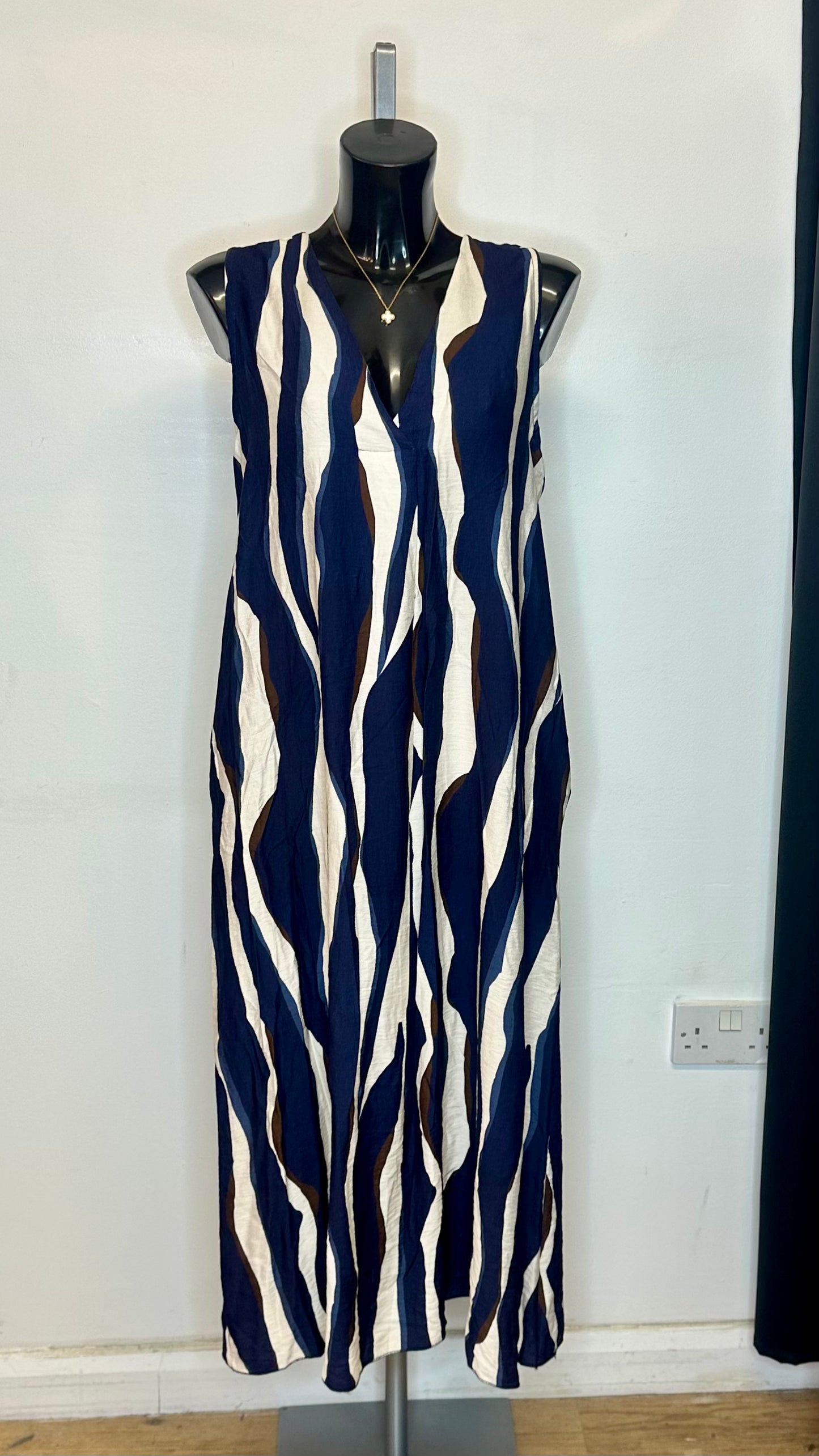 Navy Print Midi Dress