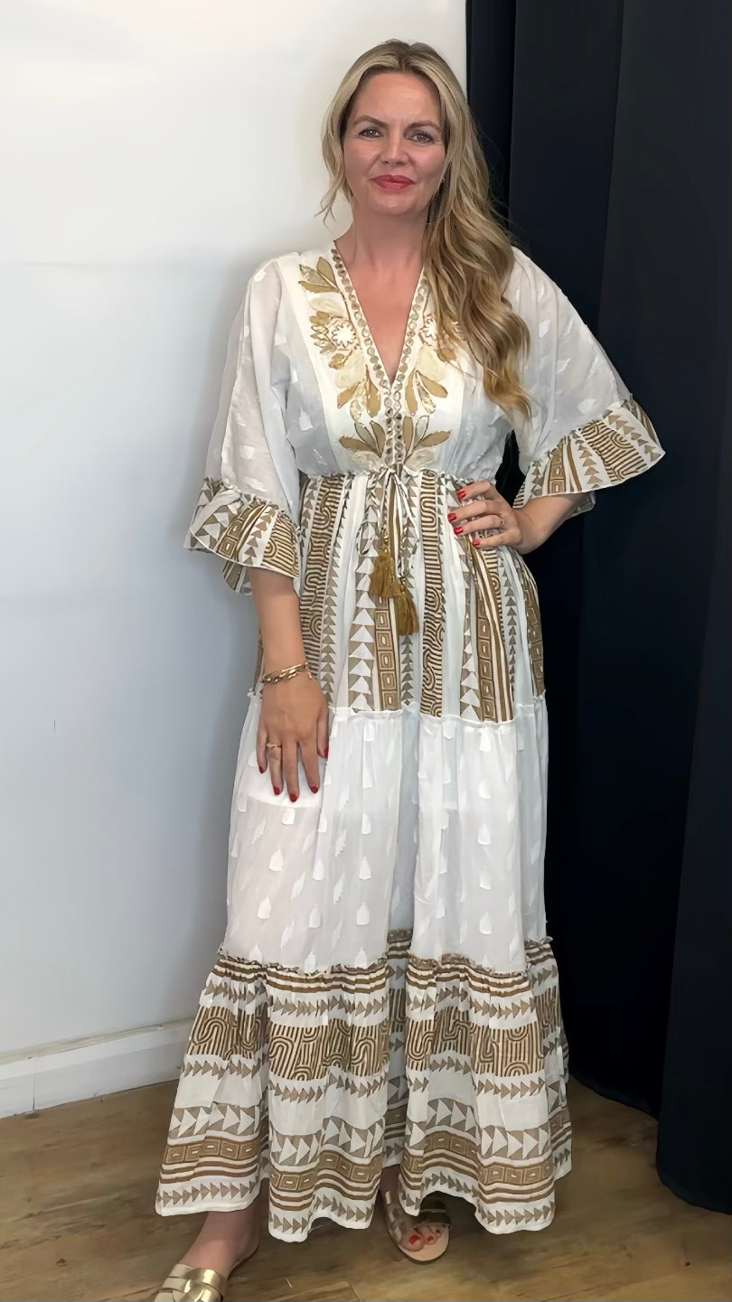 Cotton Maxi Dress - Neutral Colour