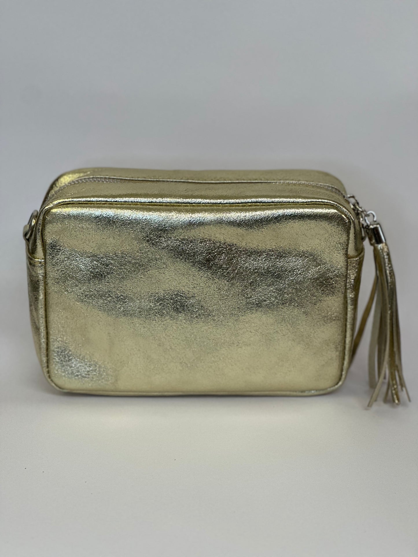 Metallic Gold Camera Bag - Real Leather